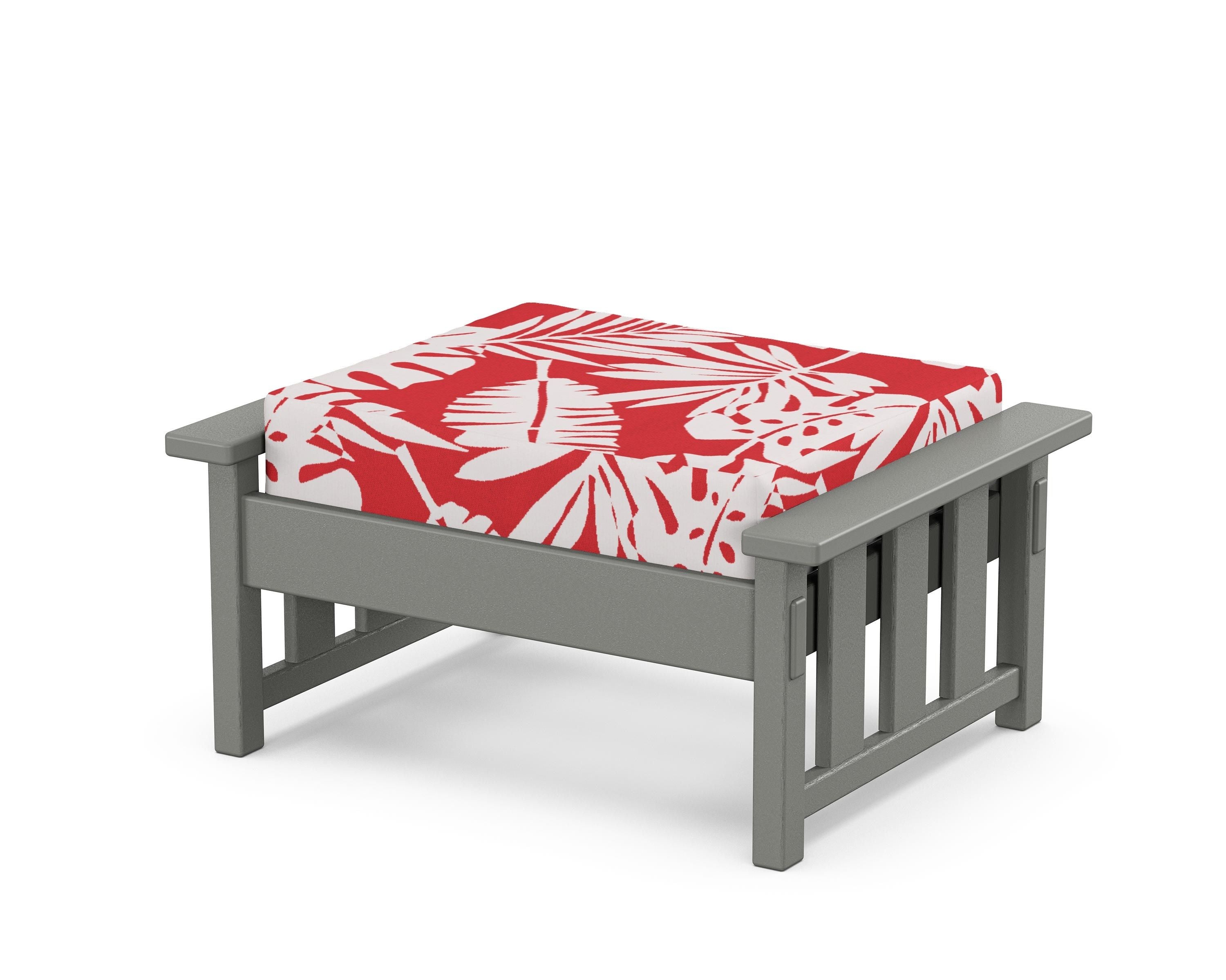 Martha Stewart by POLYWOOD® Acadia Deep Seating Ottoman in Slate Grey / Leaf Crimson
