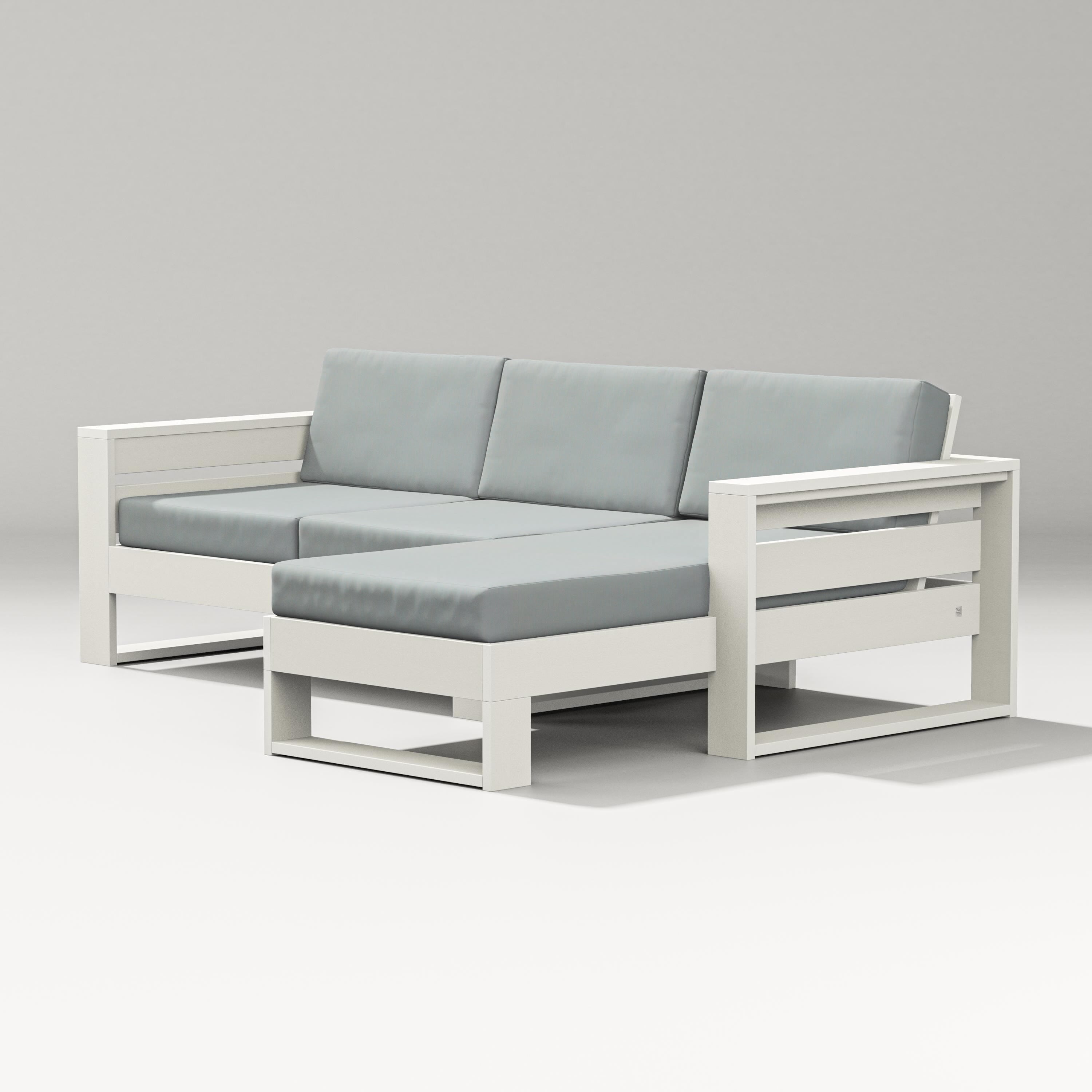 PW Designer Series Latitude Right Chaise Sectional in Vintage White / Spa