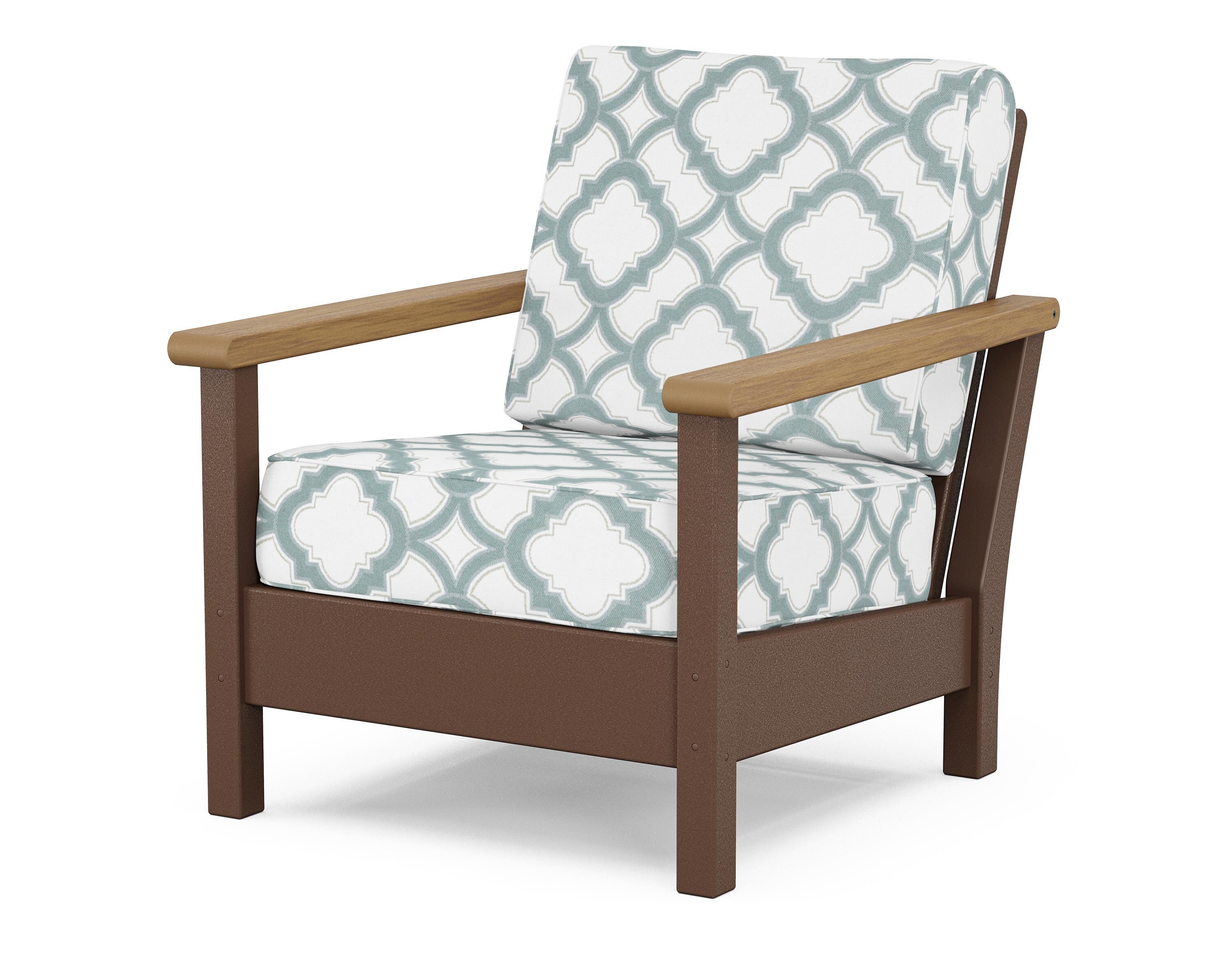 POLYWOOD® Harbour Deep Seating Chair in Mahogany / Natural / Trellis Glacier Spa