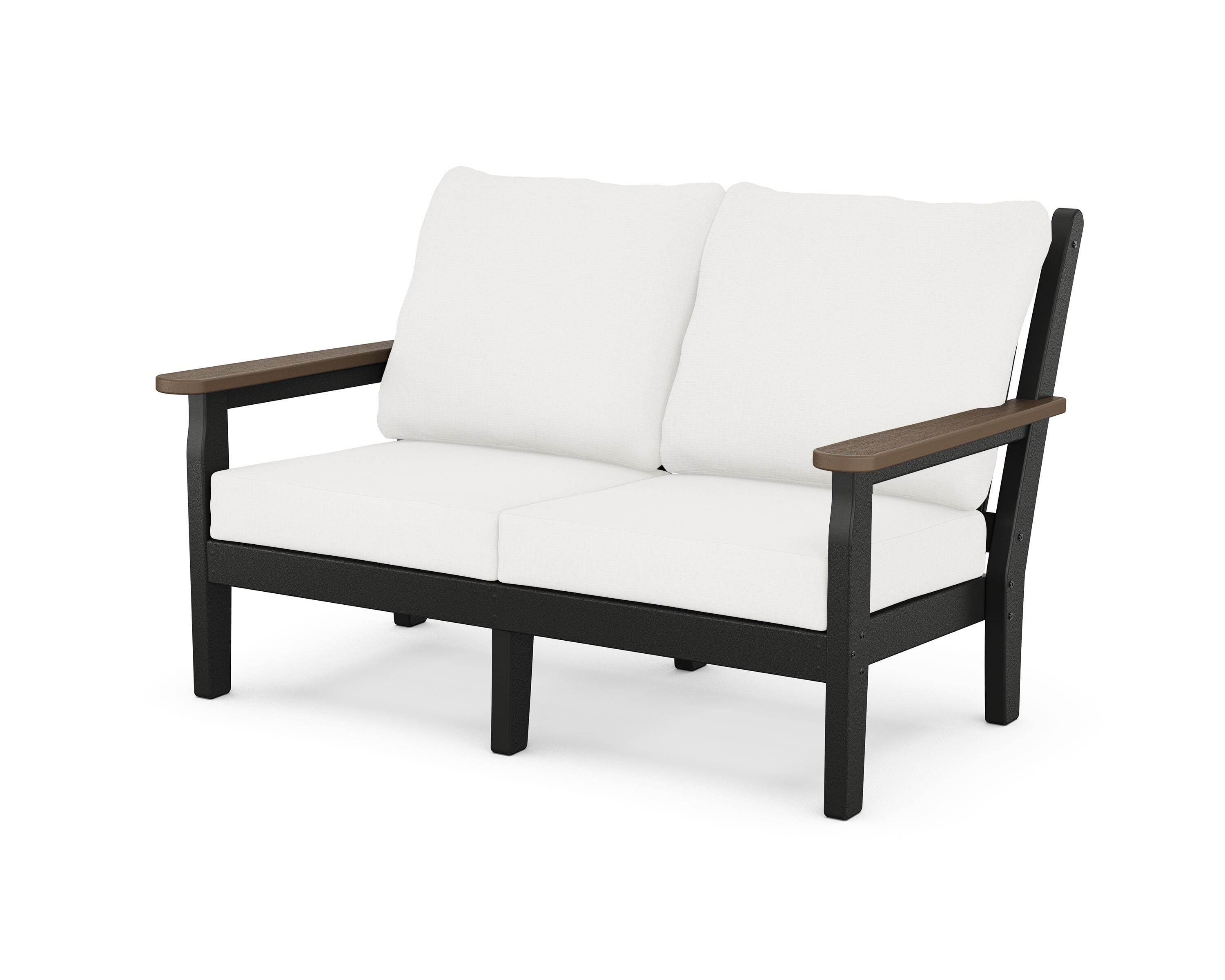POLYWOOD® Chippendale Deep Seating Loveseat in Black / Kona / Natural Linen