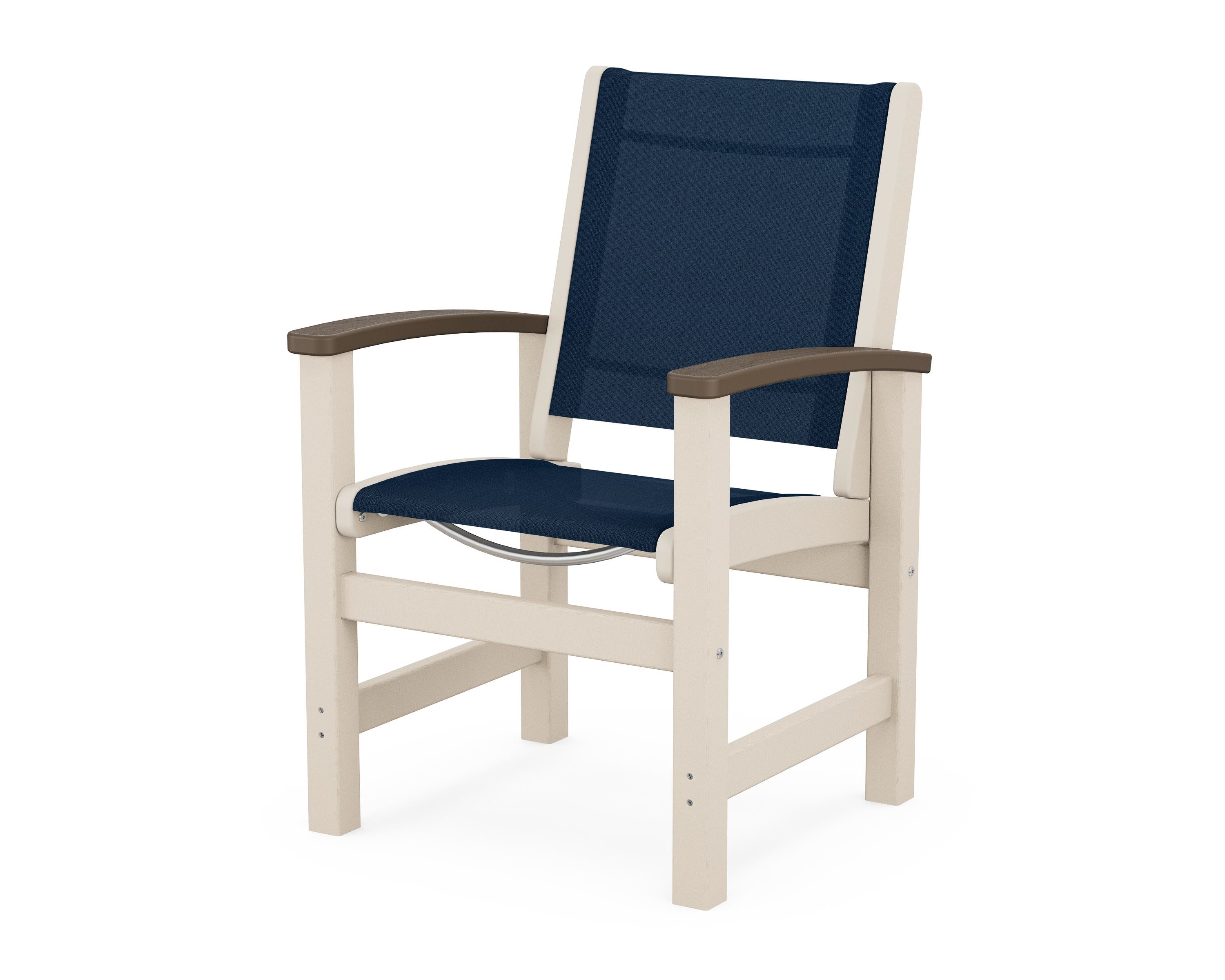 POLYWOOD® Coastal Dining Chair in Sand / Kona / Navy Blue Sling