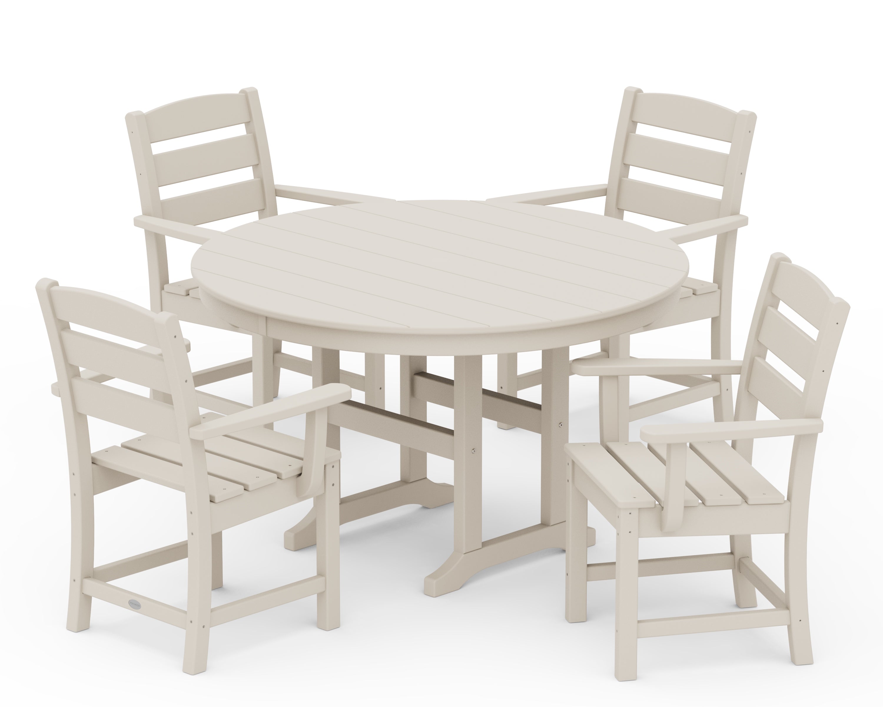 POLYWOOD® Lakeside 5-Piece Round Farmhouse Dining Set in Sand