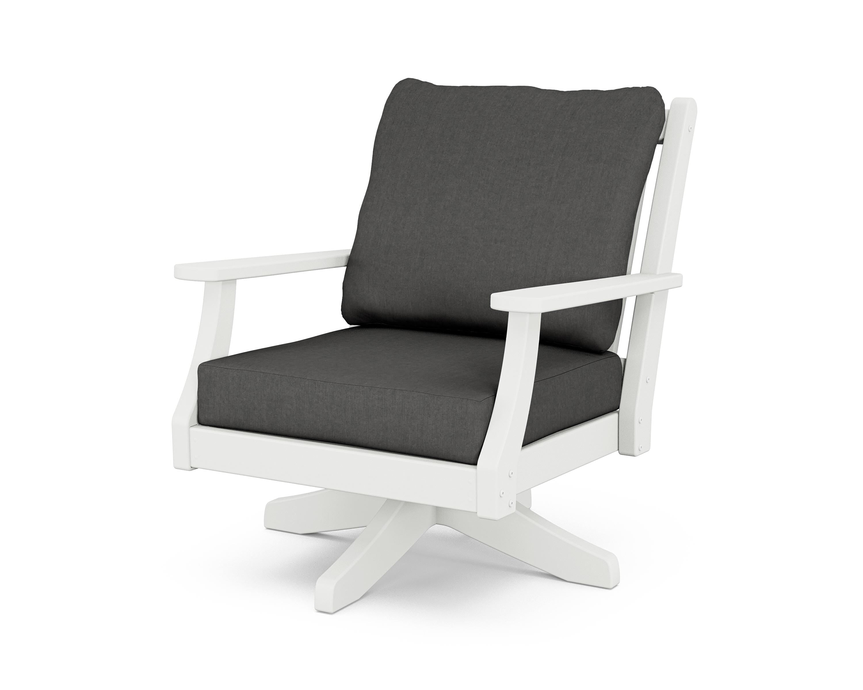 Country Living Wovendale Deep Seating Swivel Chair in White / Spectrum Carbon
