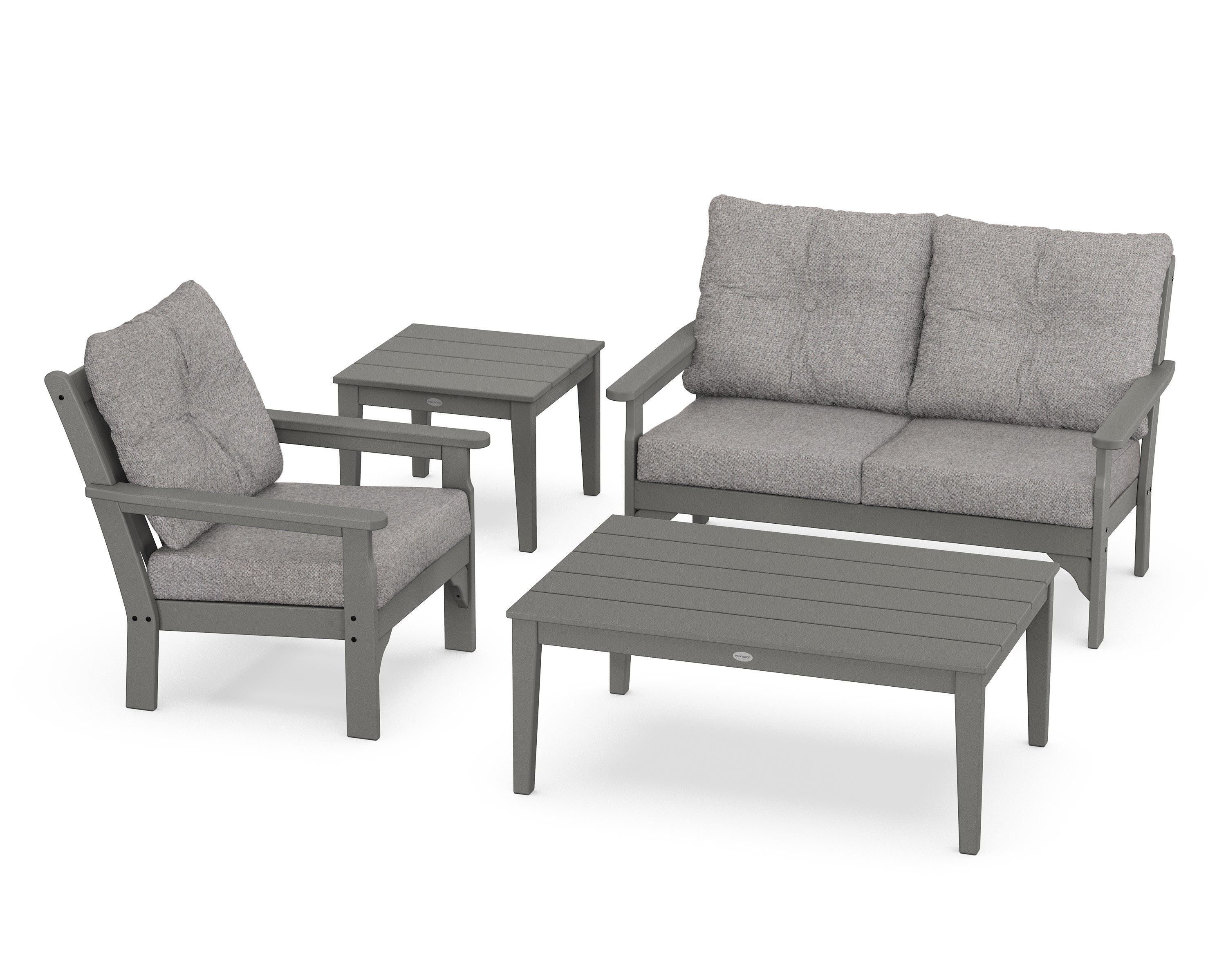 POLYWOOD® Vineyard 4-Piece Deep Seating Set in Slate Grey / Grey Mist