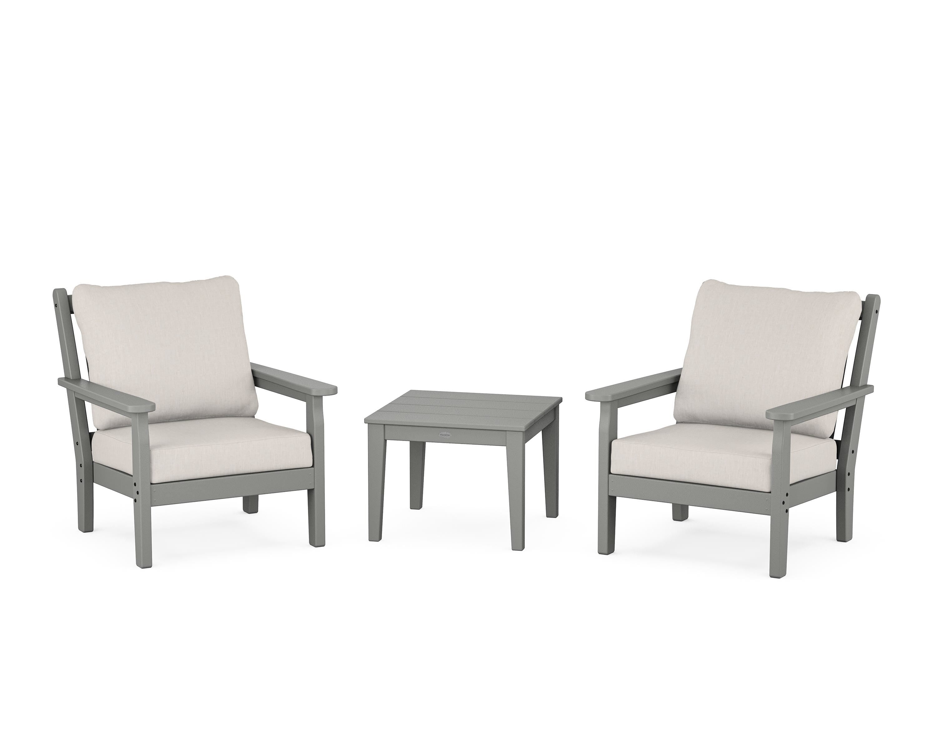 POLYWOOD® Chippendale 3-Piece Deep Seating Set in Slate Grey / Cast Ash