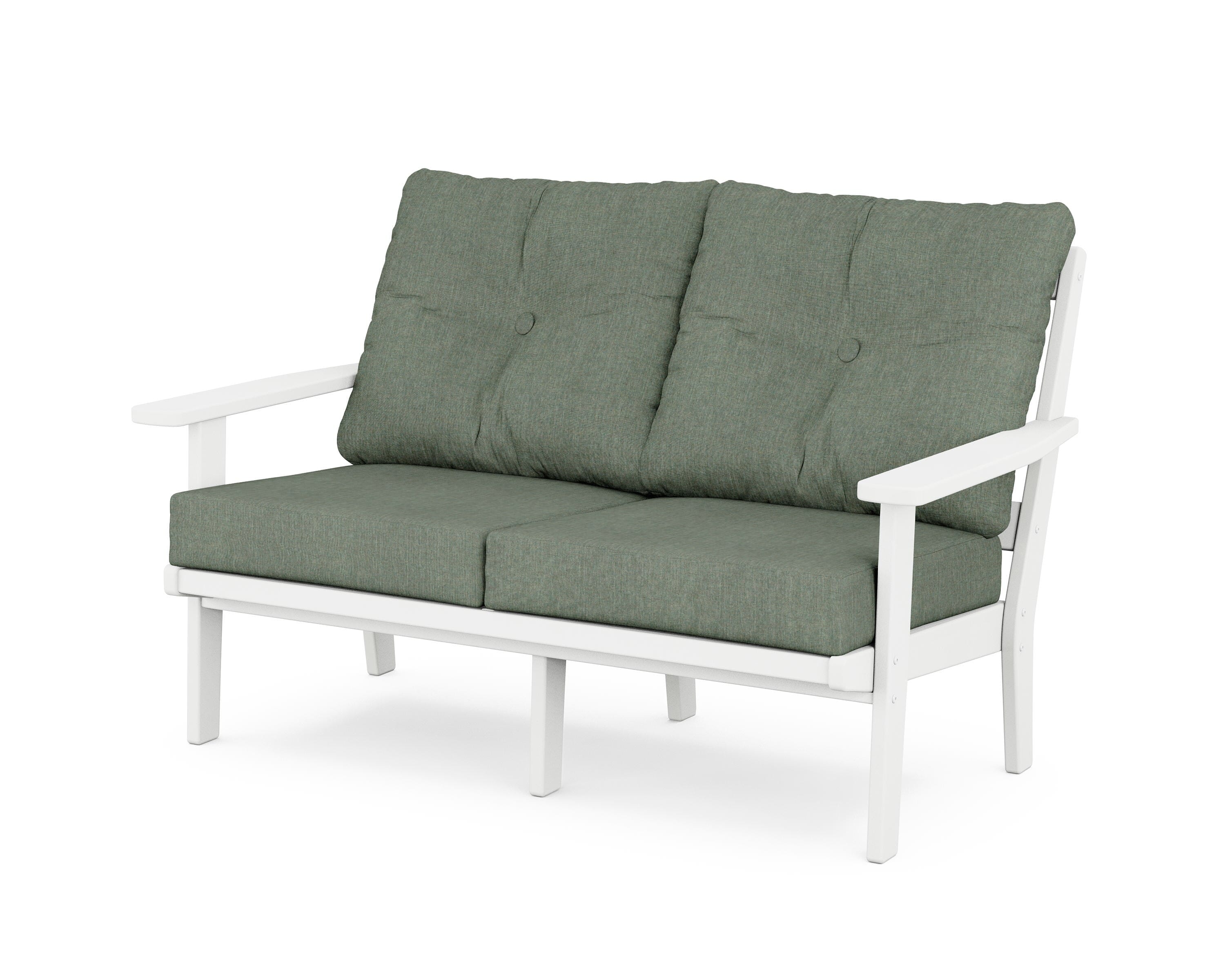 POLYWOOD® Prairie Deep Seating Loveseat in White / Cast Sage