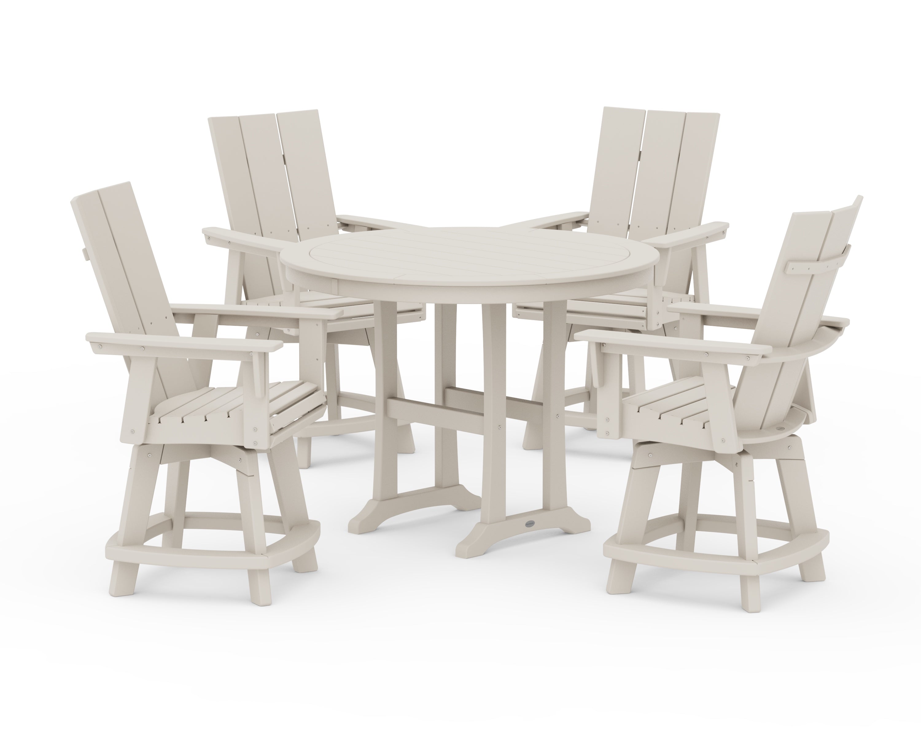POLYWOOD® 5-Piece Modern Swivel Counter Set in Sand