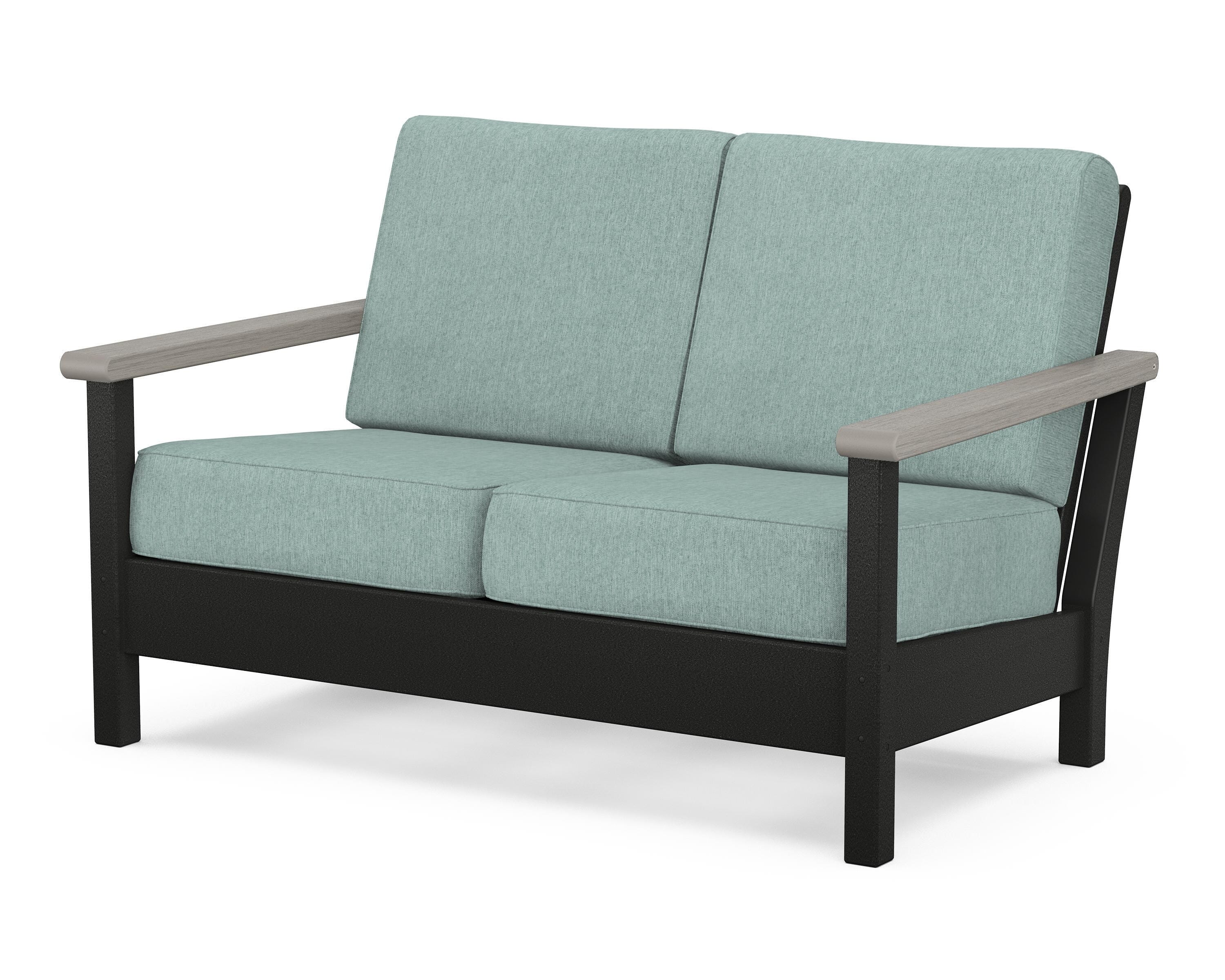 POLYWOOD® Harbour Deep Seating Loveseat in Black / Driftwood / Glacier Spa