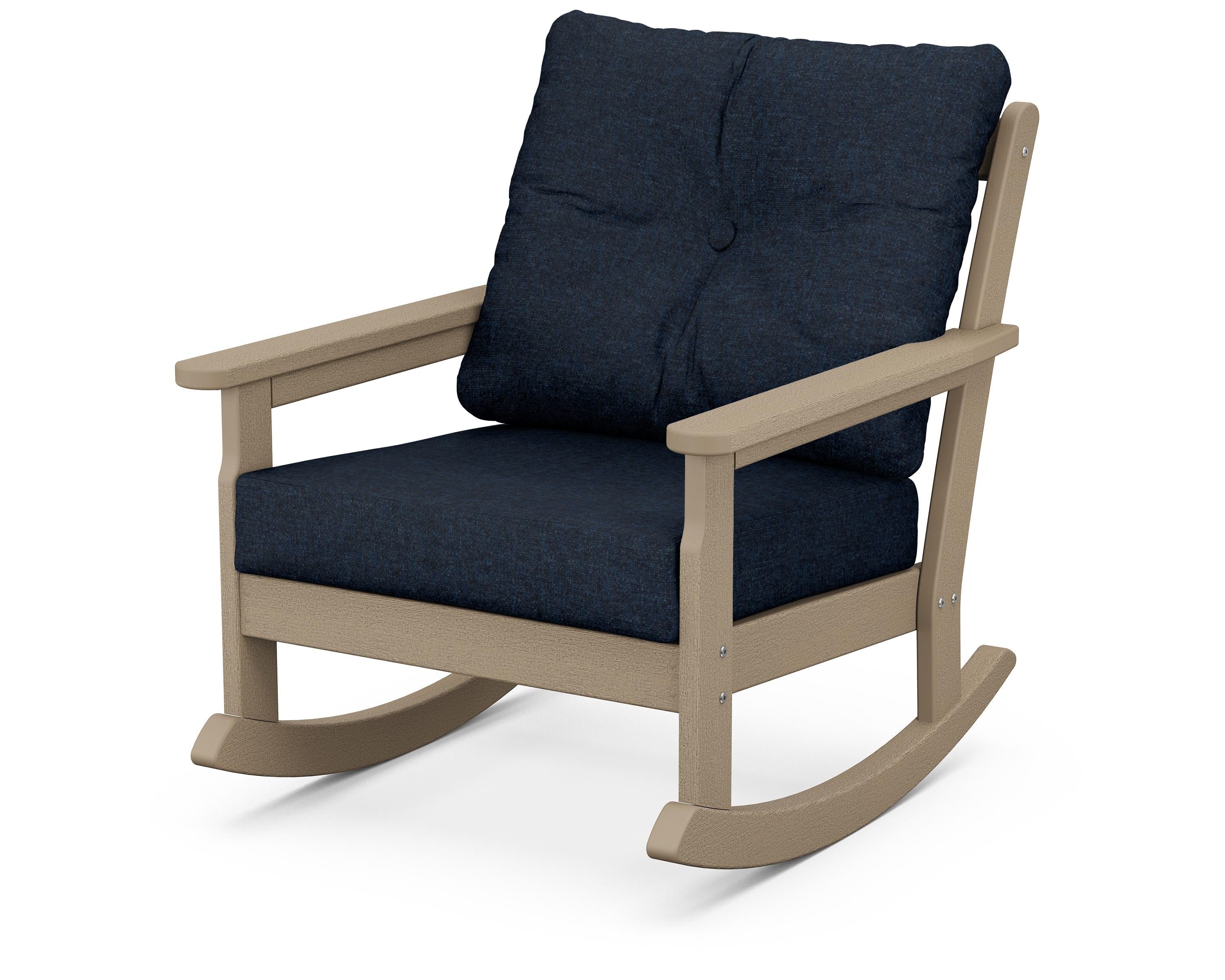 POLYWOOD® Vineyard Deep Seating Rocking Chair in Vintage Sahara / Marine Indigo