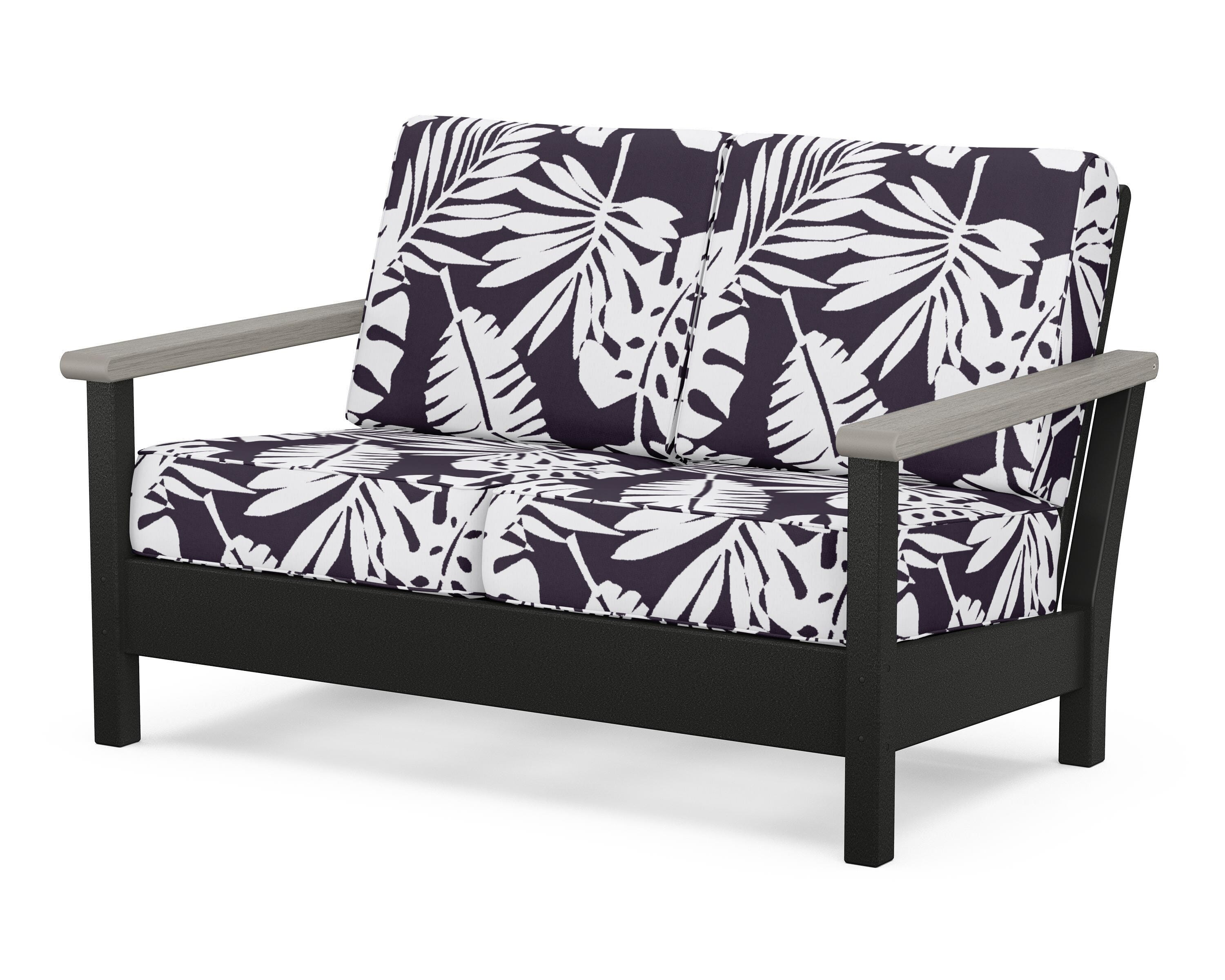 POLYWOOD® Harbour Deep Seating Loveseat in Black / Driftwood / Leaf Navy