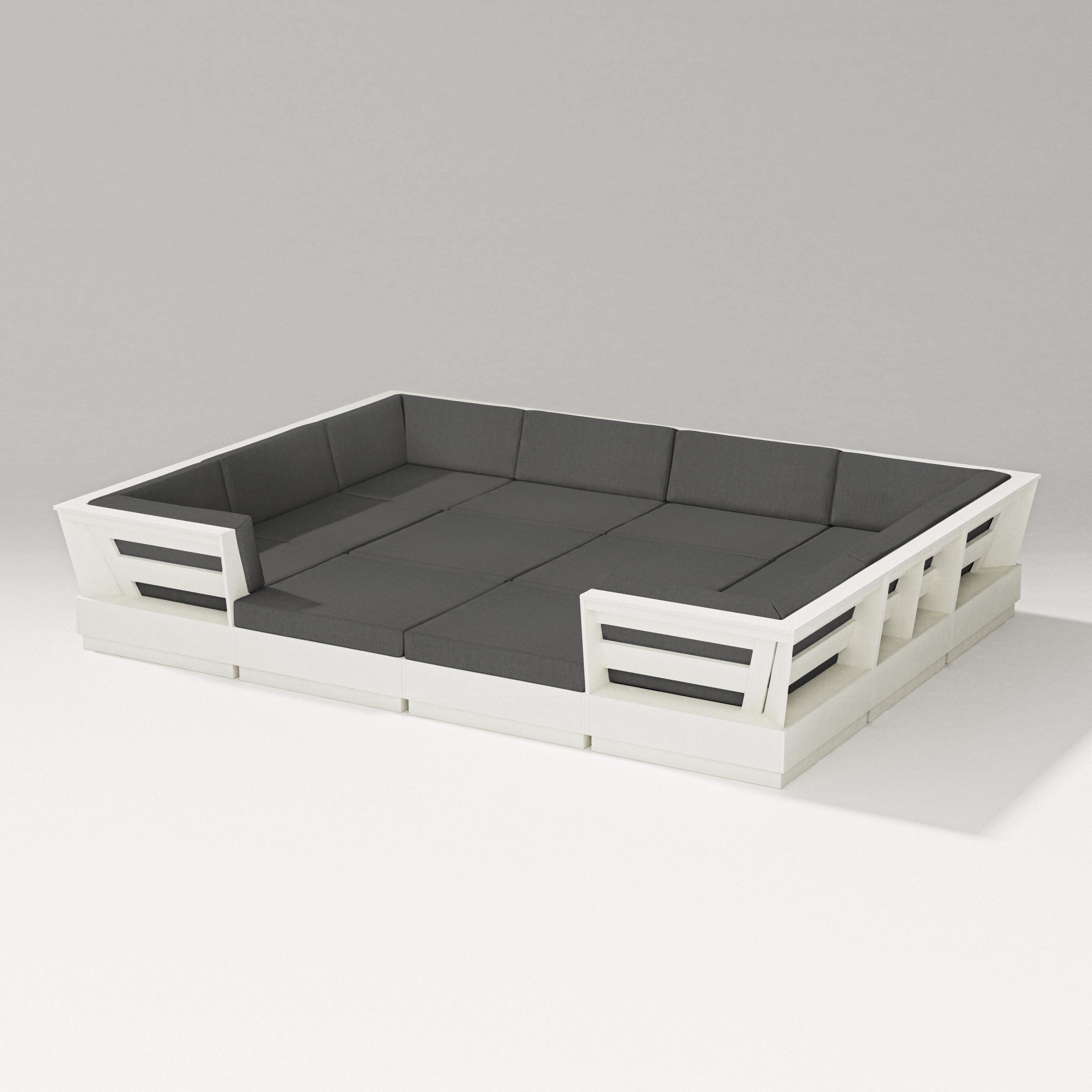 PW Designer Series Elevate 12-Piece Pit Sectional in Vintage White / Spectrum Carbon