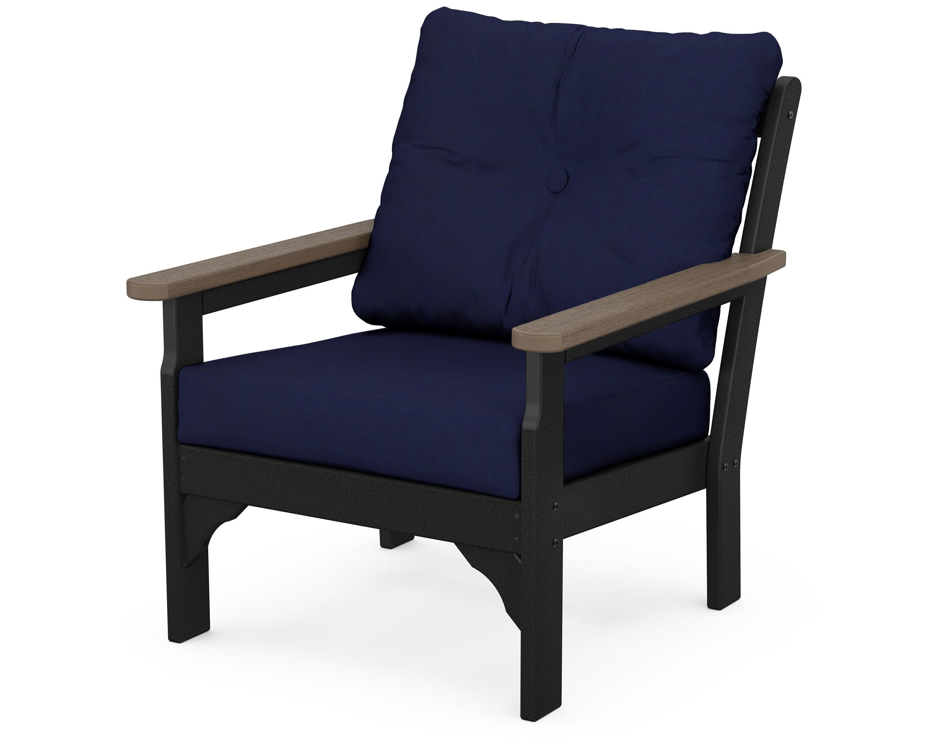 POLYWOOD® Vineyard Deep Seating Chair in Black / Kona / Navy