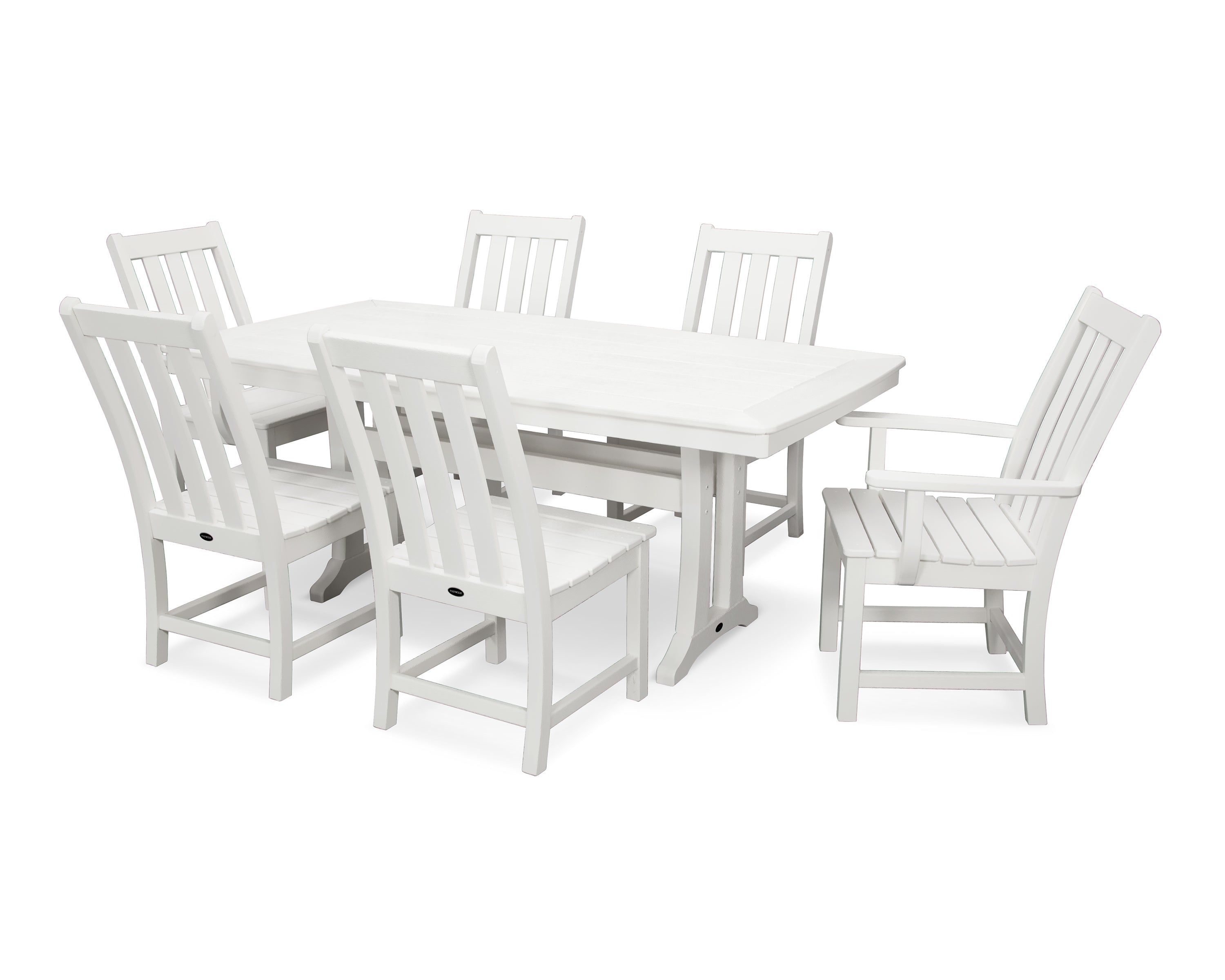 POLYWOOD® Vineyard 7-Piece Dining Set with Trestle Legs in White