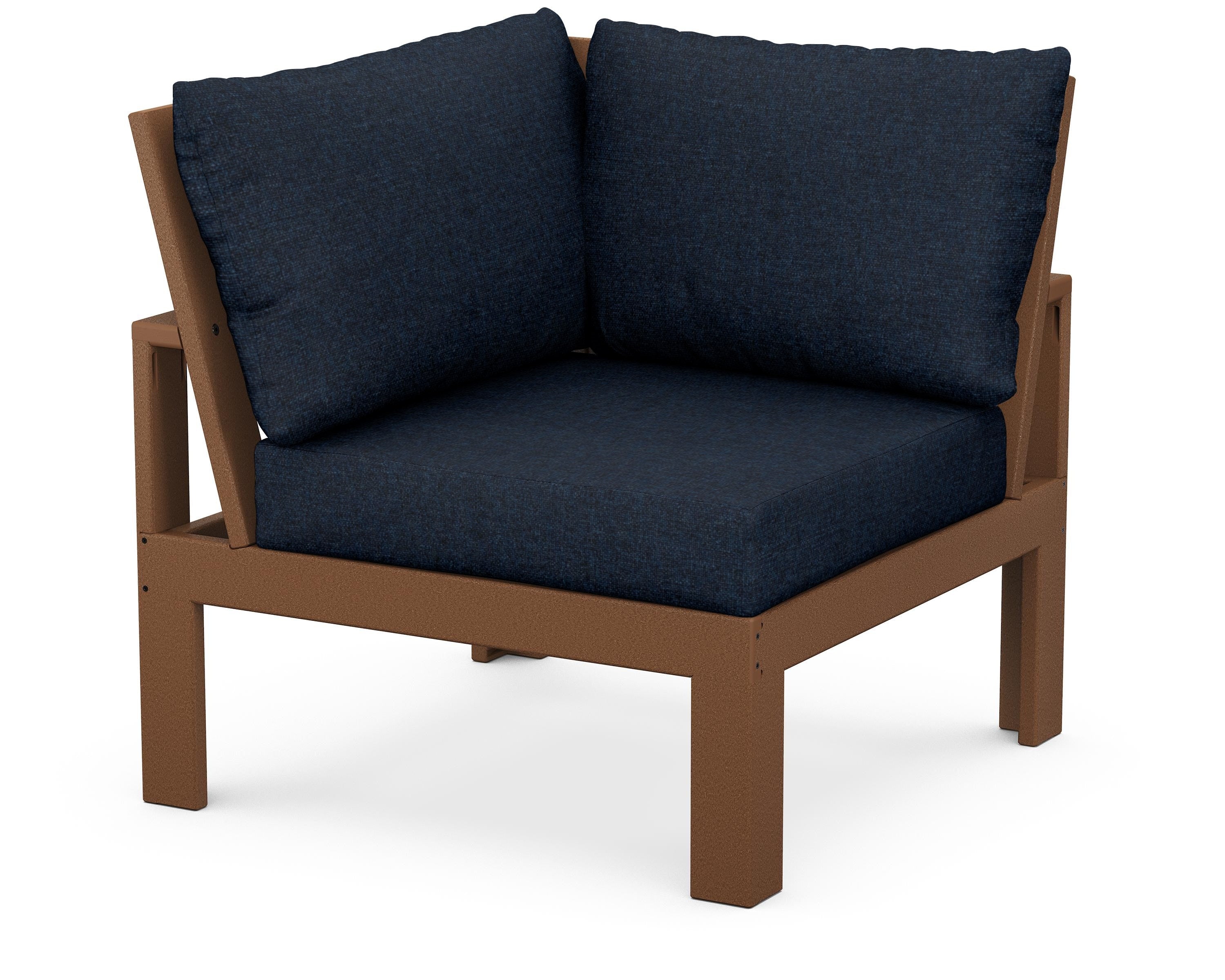 Unbranded Modular Corner Chair in Teak / Marine Indigo