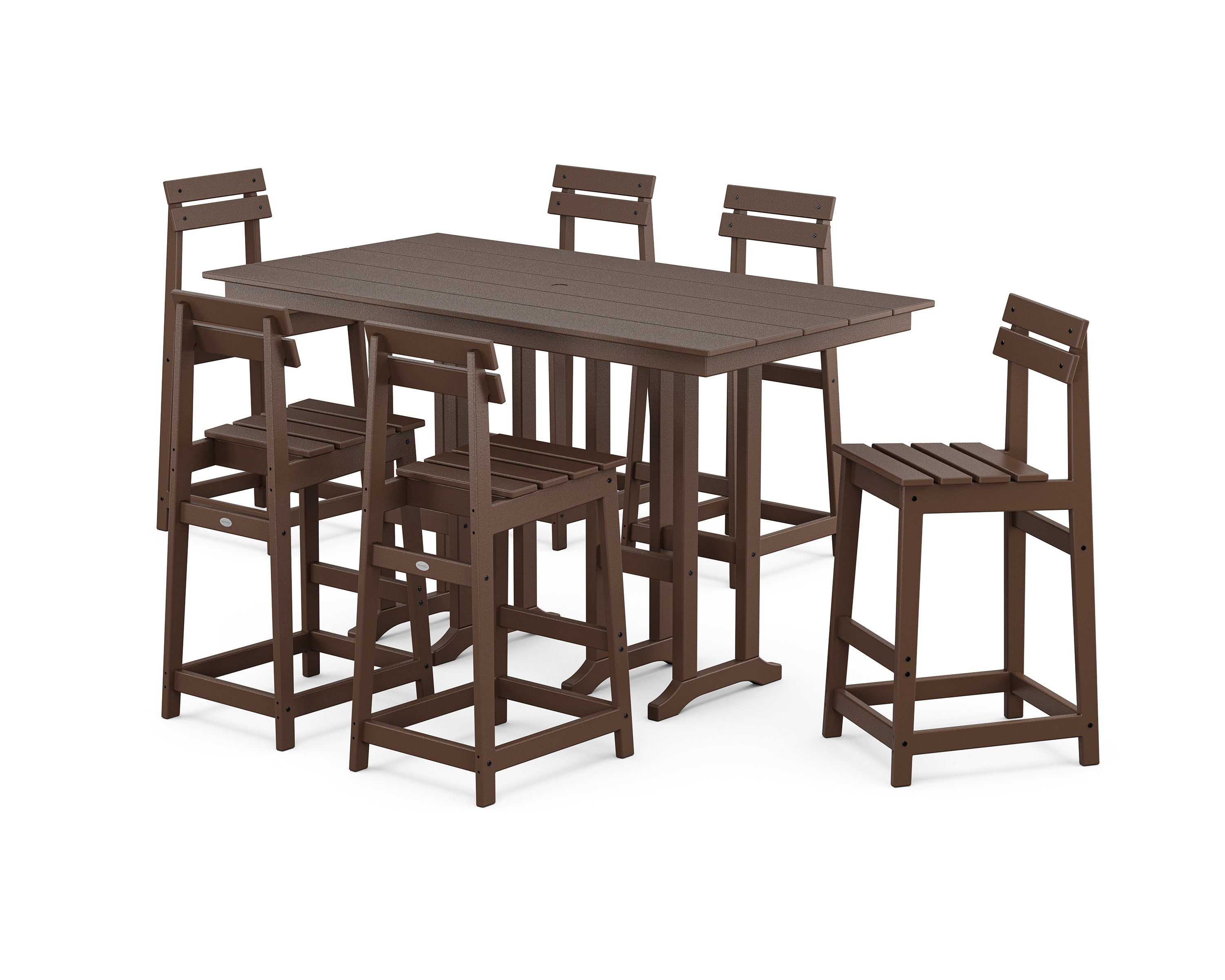 POLYWOOD® Modern Studio Plaza Bar Chair 7-Piece Set in Mahogany
