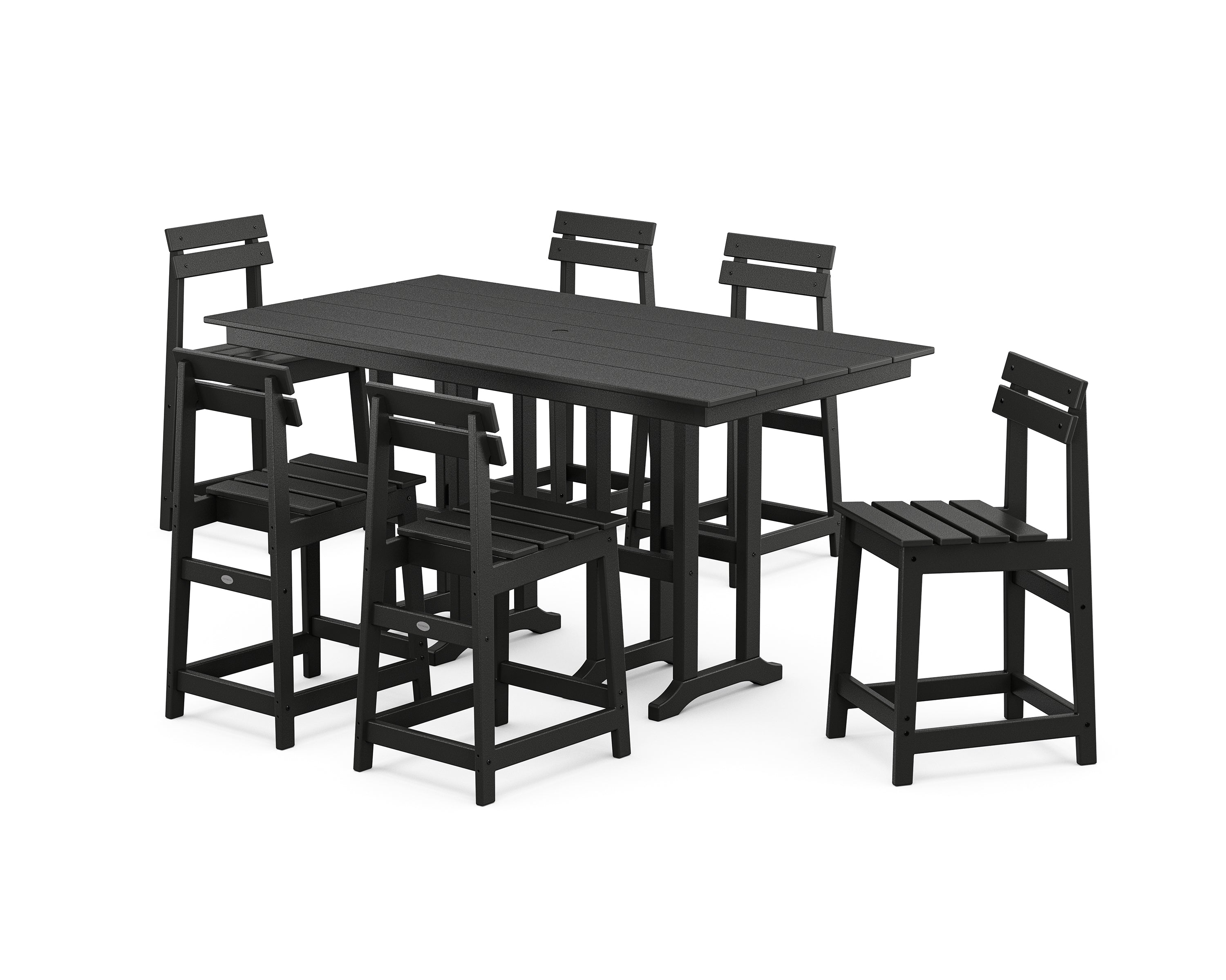 POLYWOOD® Modern Studio Plaza Counter Chair 7-Piece Set in Black