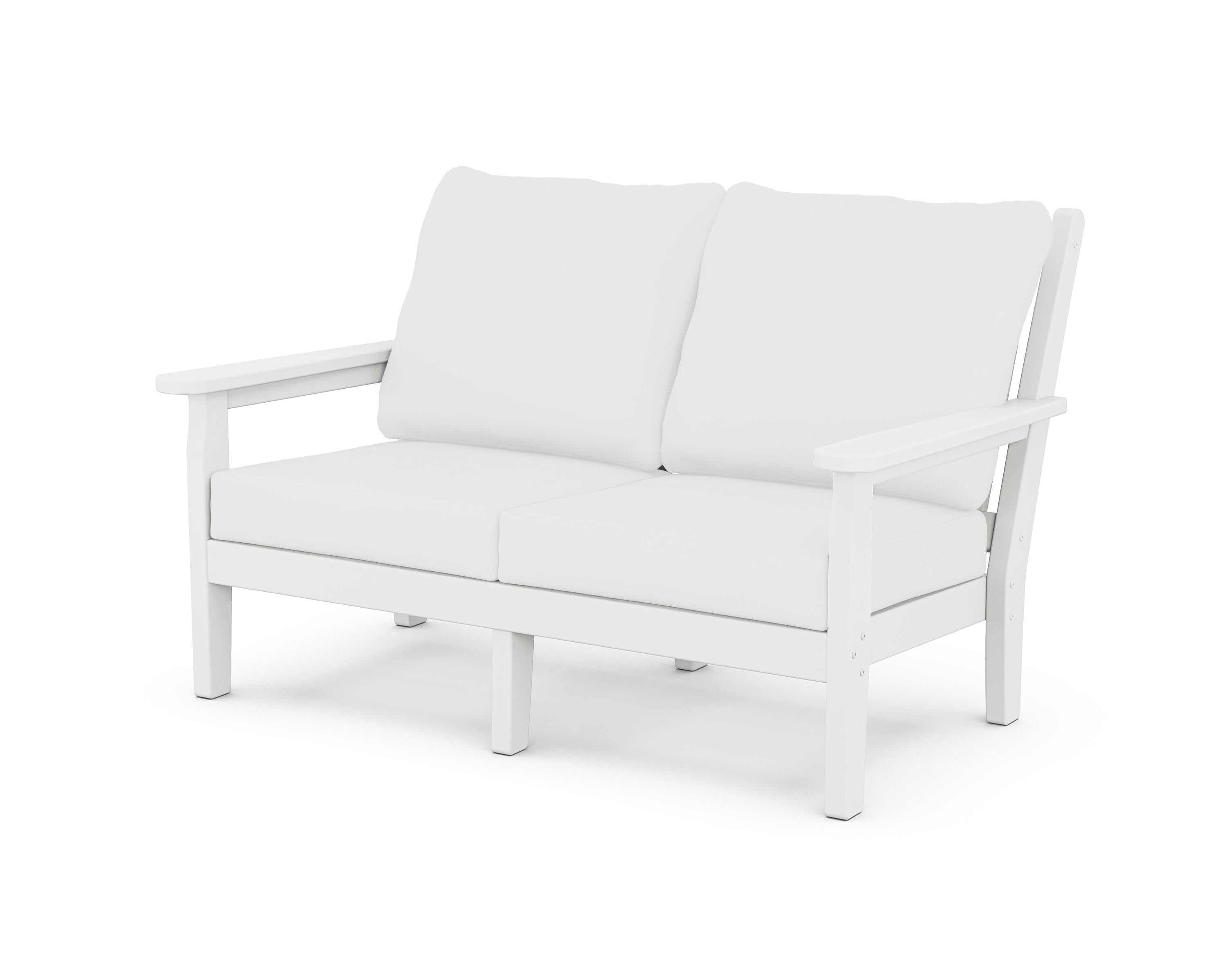 POLYWOOD® Chippendale Deep Seating Loveseat in White / Natural