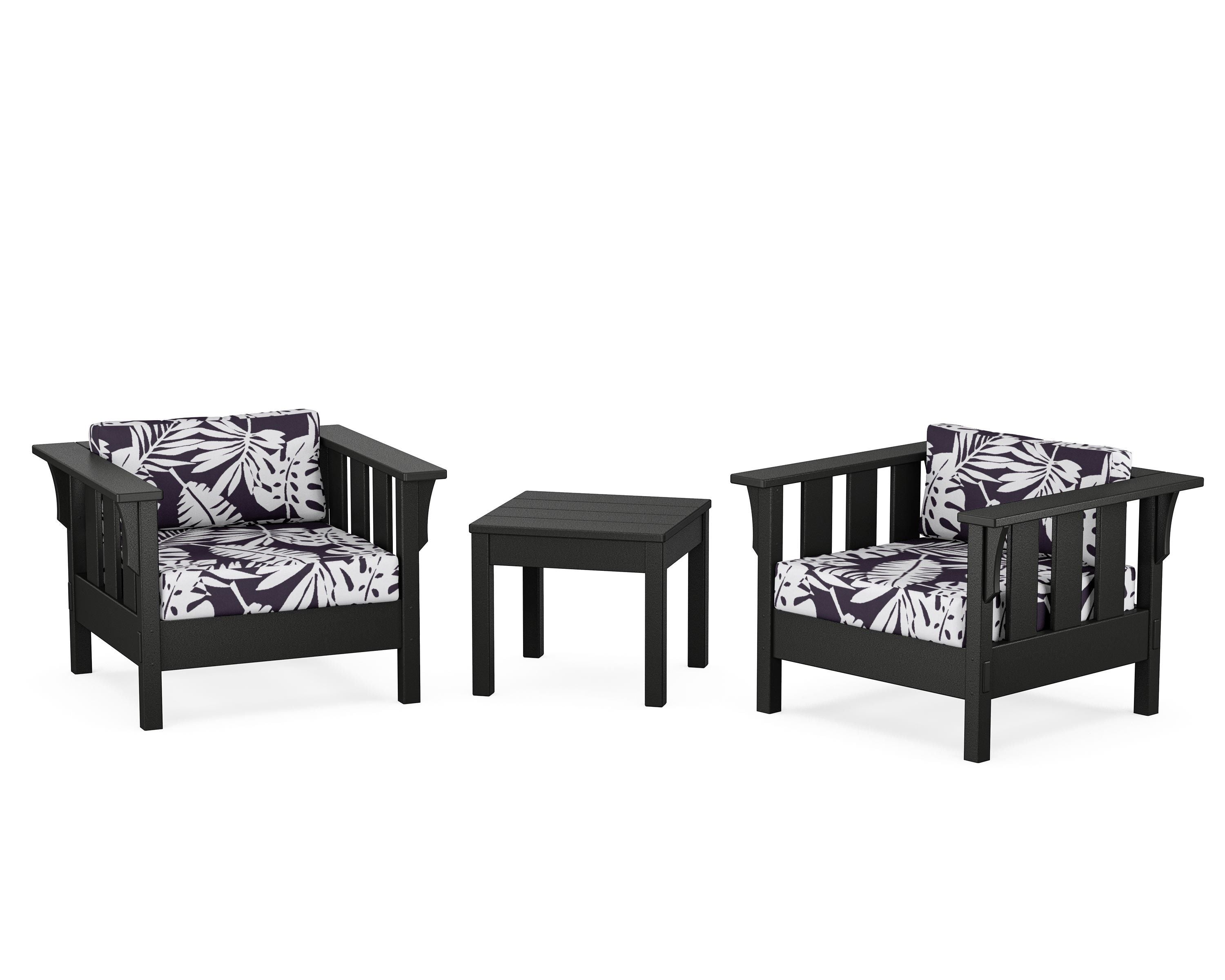Martha Stewart by POLYWOOD® Acadia 3-Piece Deep Seating Set in Black / Leaf Navy