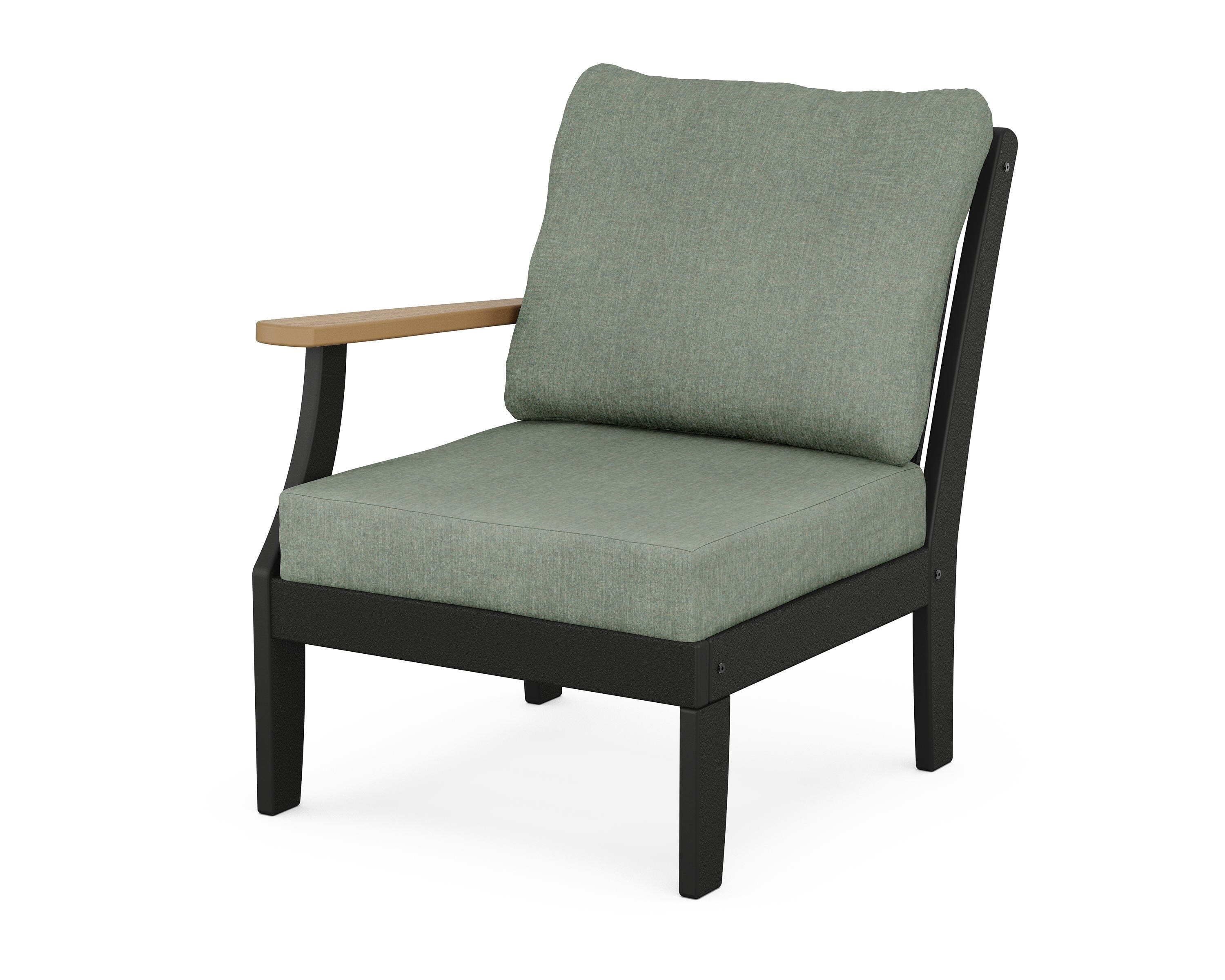 POLYWOOD® Braxton Modular Left Arm Chair in Black / Natural / Cast Sage