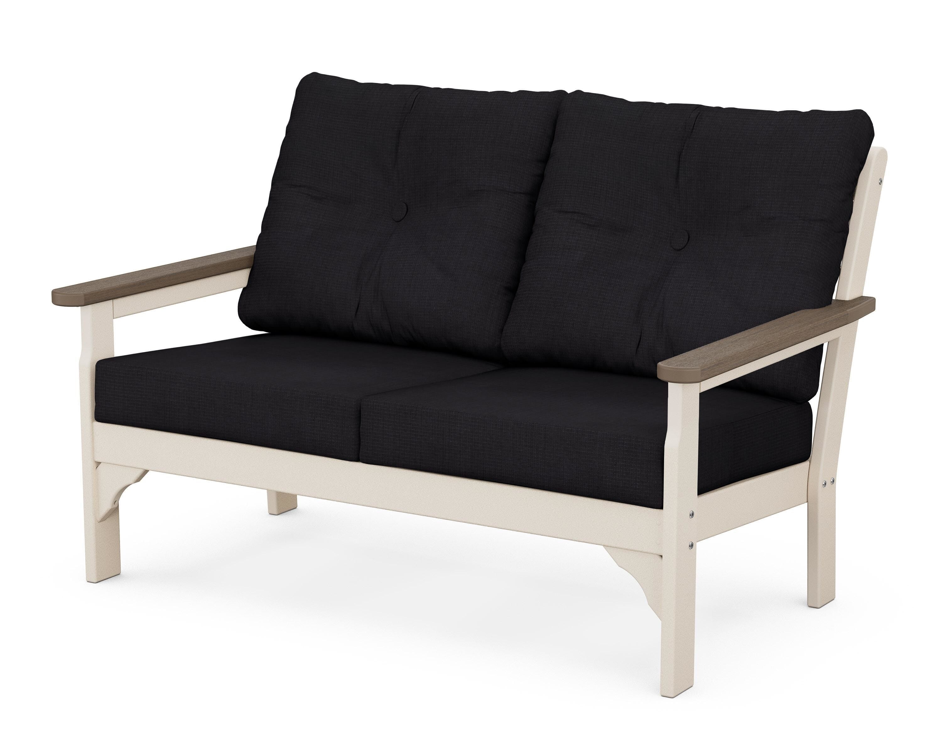 POLYWOOD® Vineyard Deep Seating Loveseat in Sand / Kona / Midnight Linen