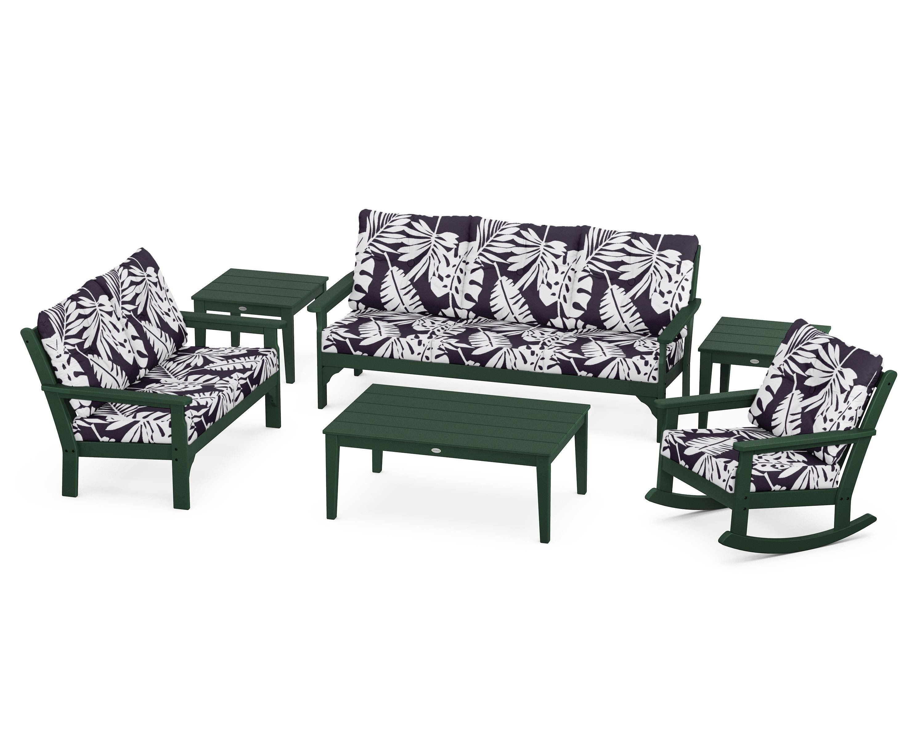 POLYWOOD® Vineyard 6-Piece Deep Seating Set in Green / Leaf Navy