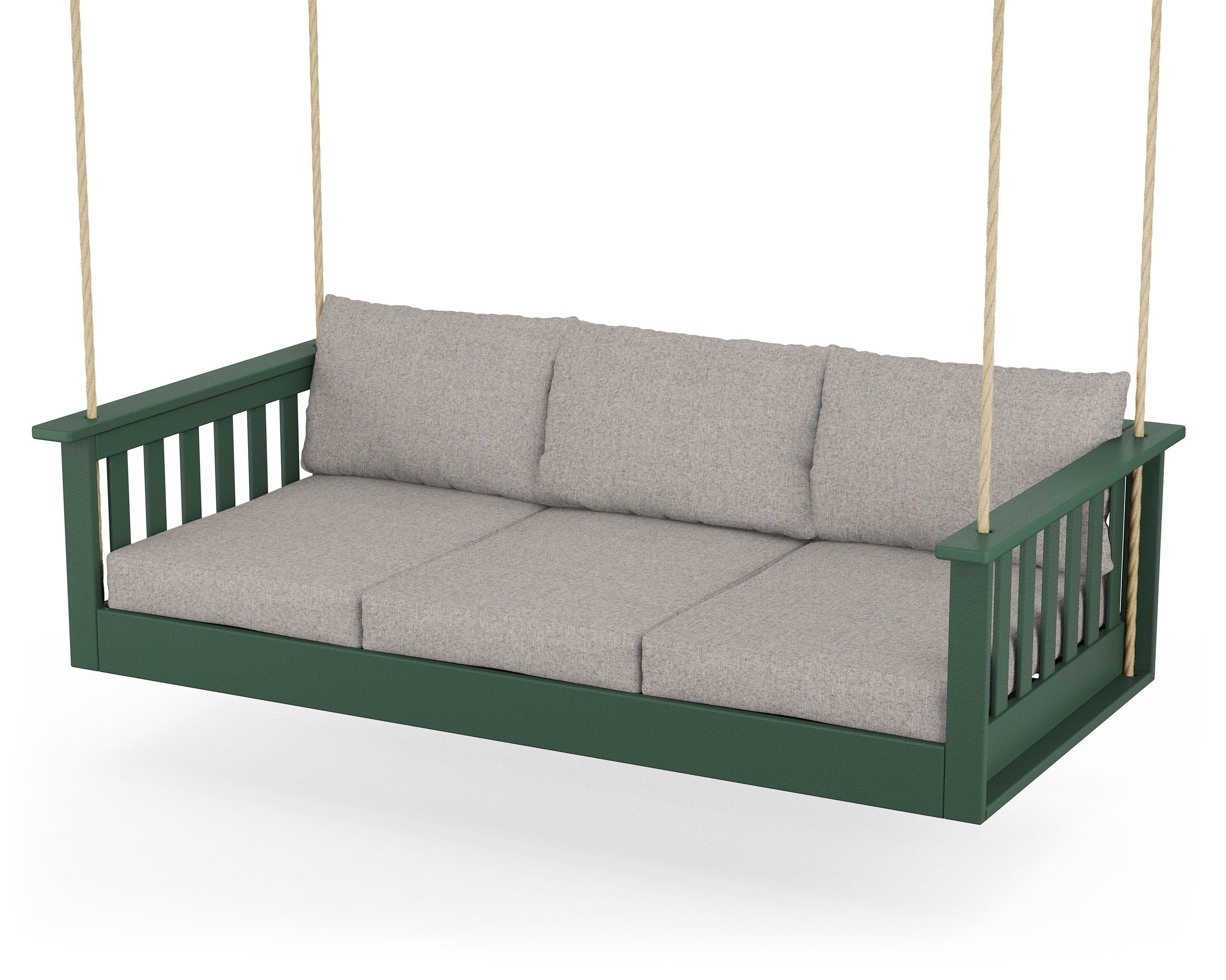 POLYWOOD® Vineyard Daybed Swing in Green / Weathered Tweed