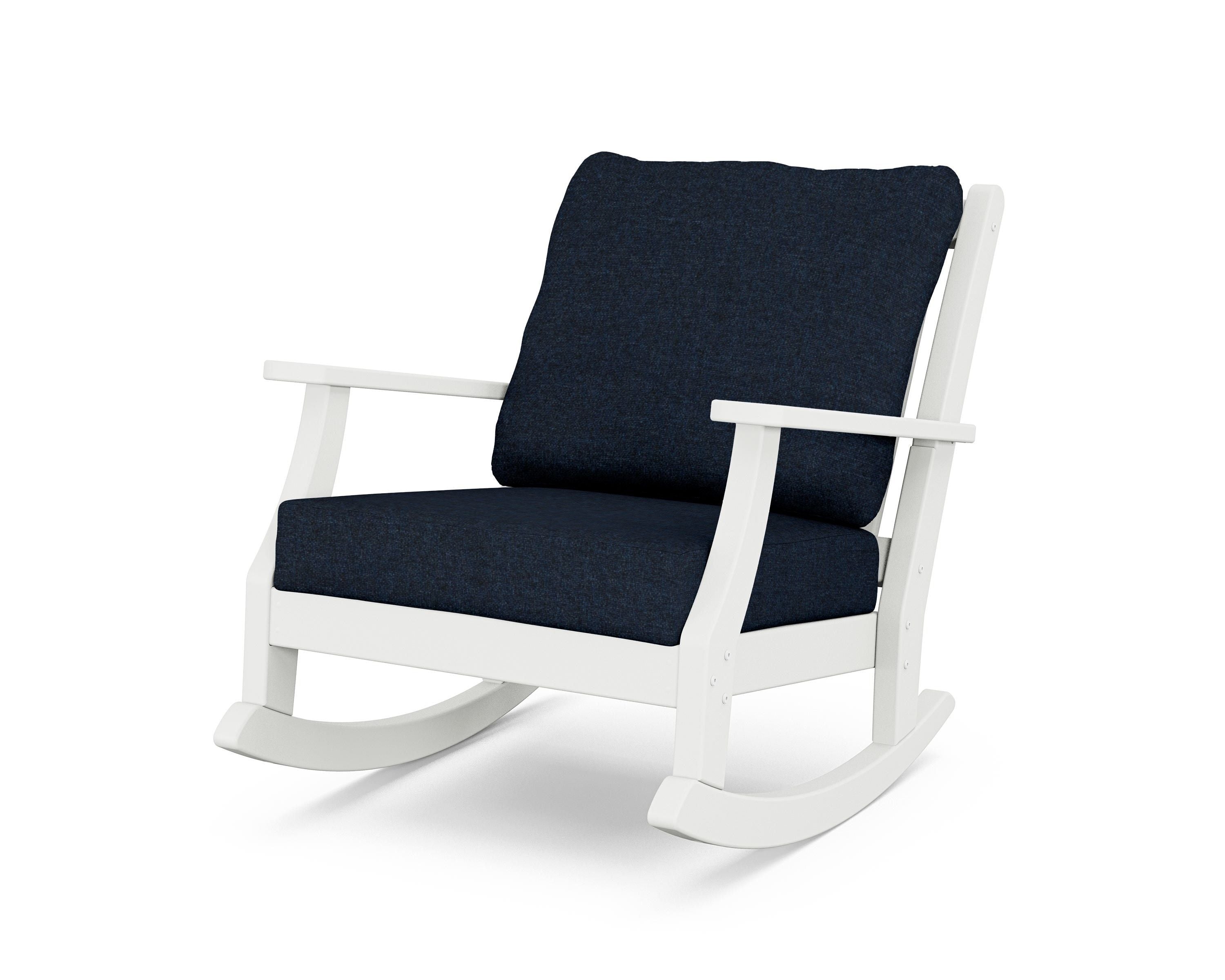 Country Living Wovendale Deep Seating Rocking Chair in White / Marine Indigo