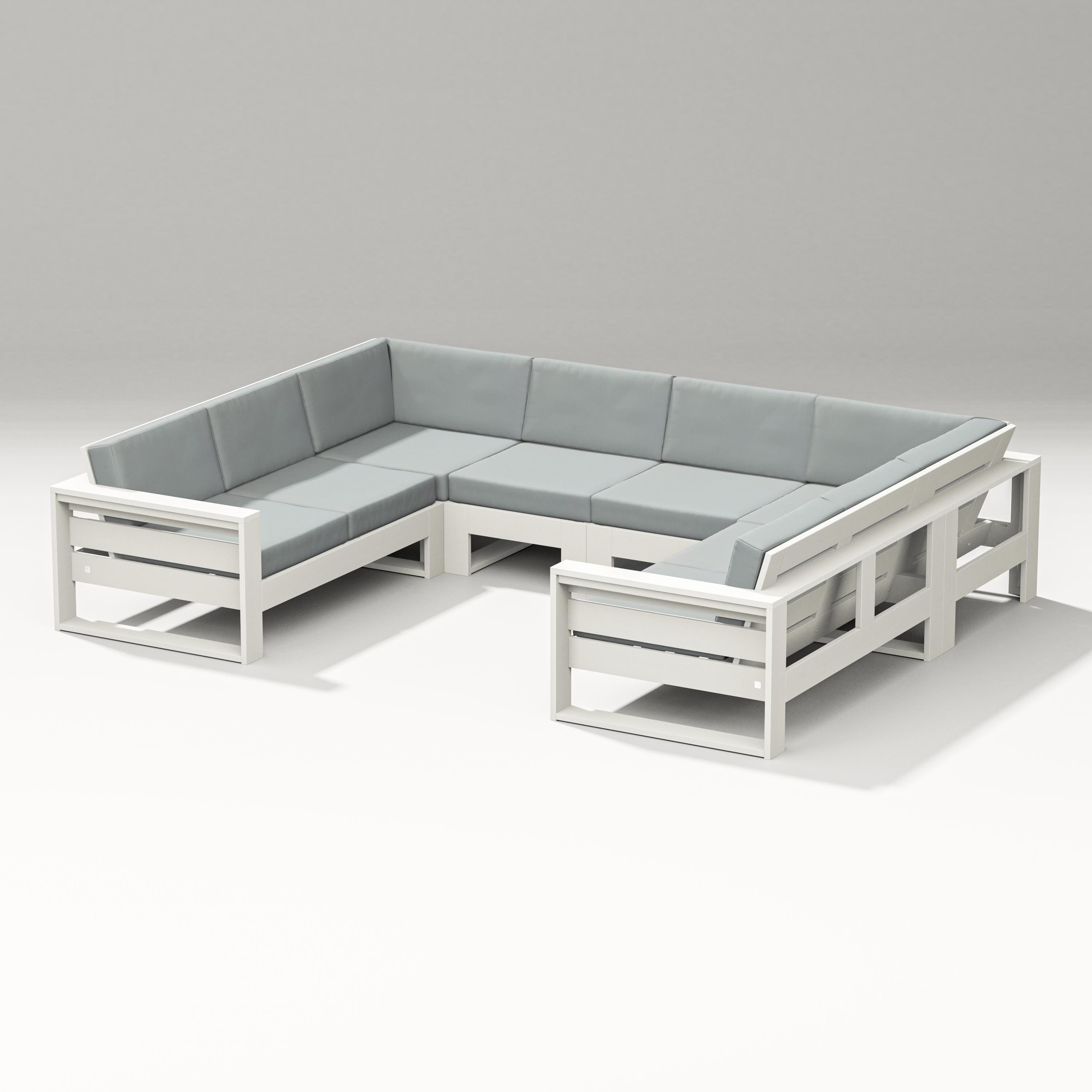 PW Designer Series Latitude U-Shaped Sectional in Vintage White / Spa