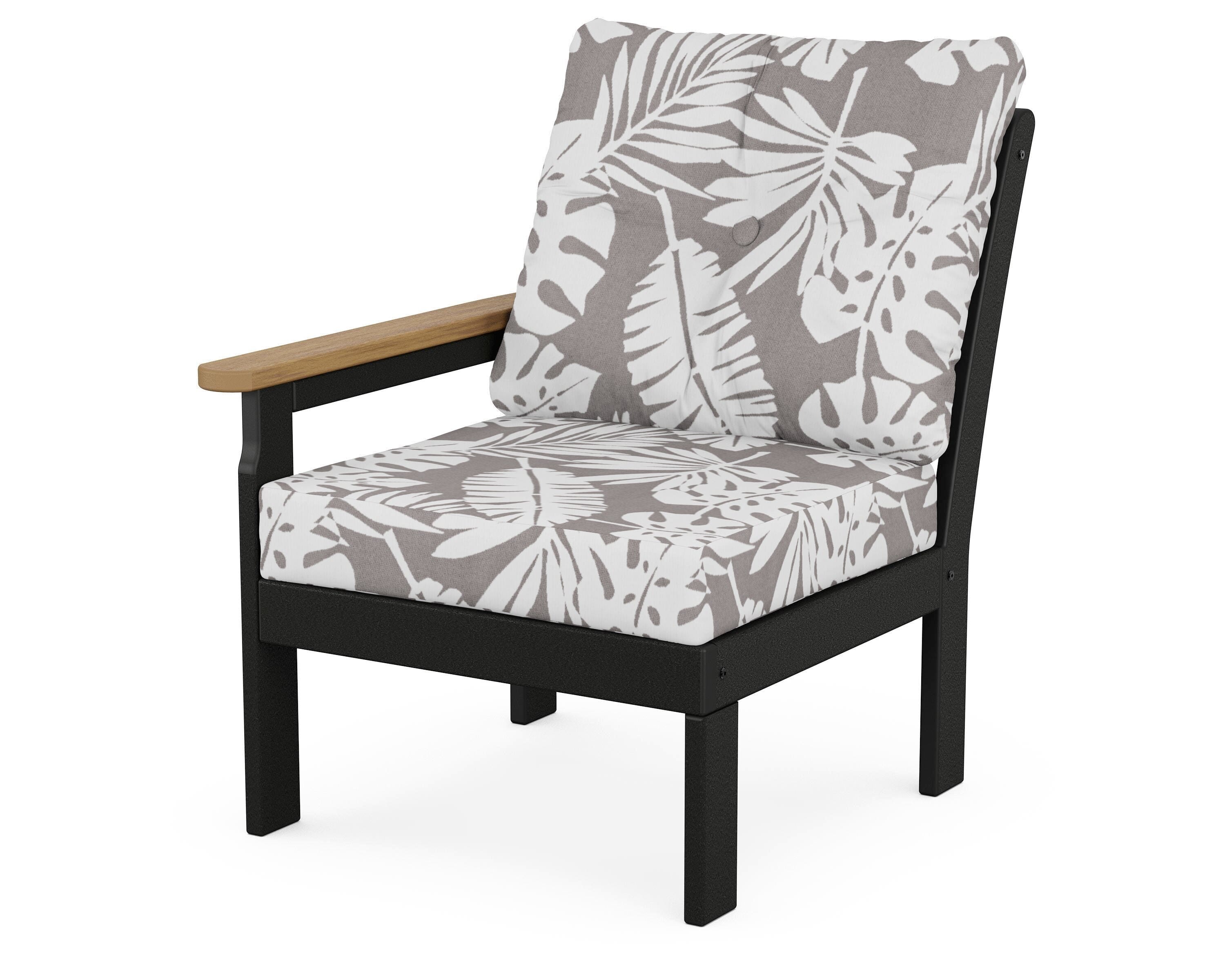 POLYWOOD® Vineyard Modular Left Arm Chair in Black / Natural / Leaf Grey Mist