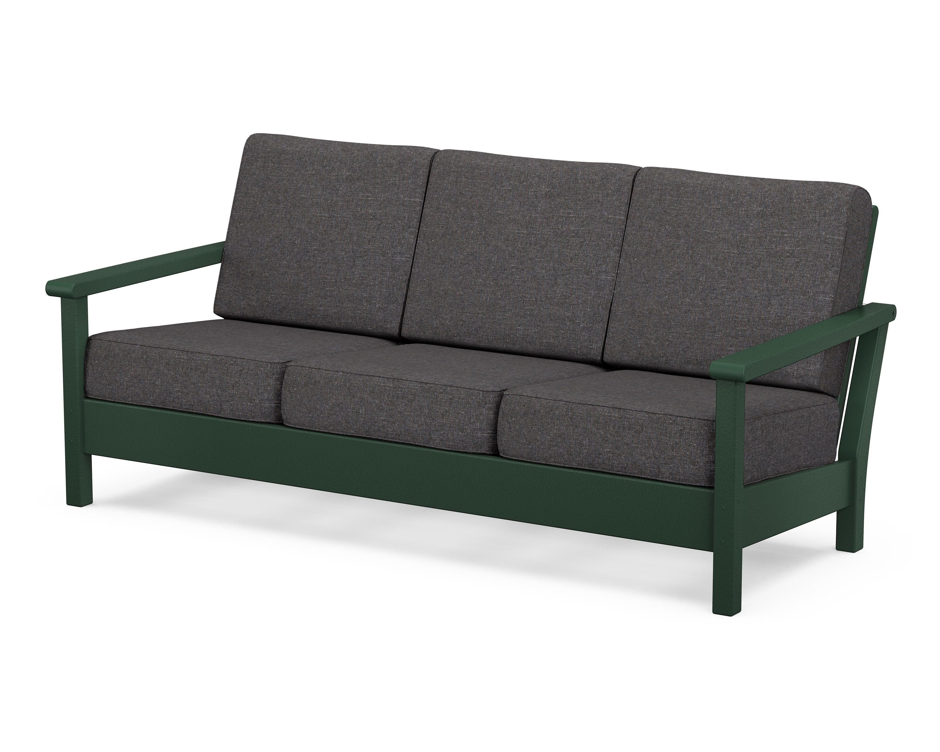 POLYWOOD® Harbour Deep Seating Sofa in Green / Ash Charcoal