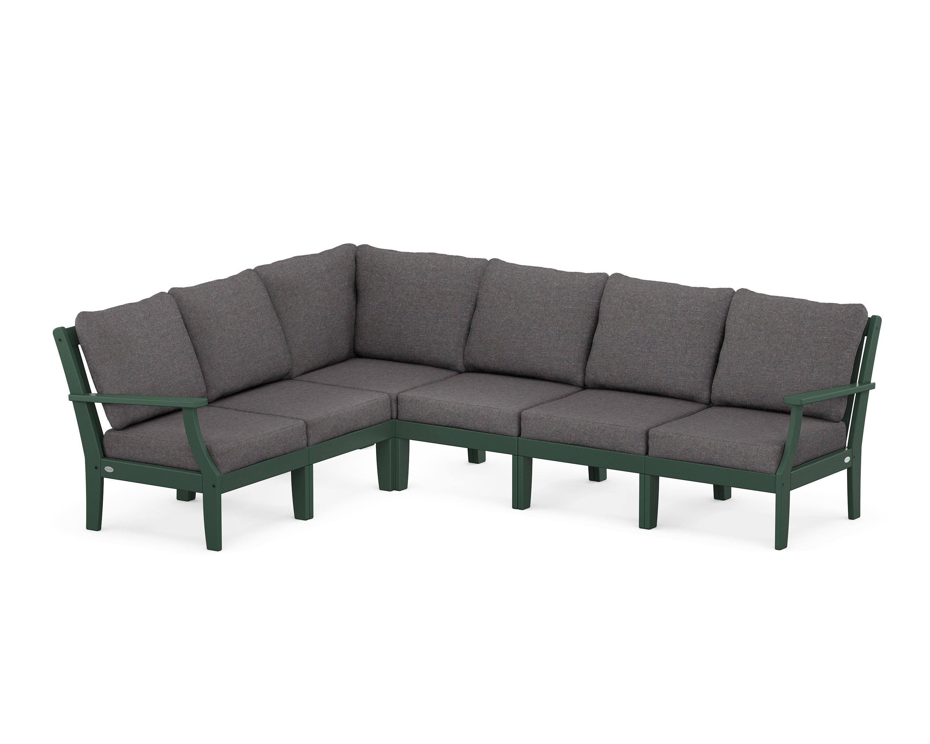 POLYWOOD® Braxton Modular 6-Piece Deep Seating Set in Green / Ash Charcoal