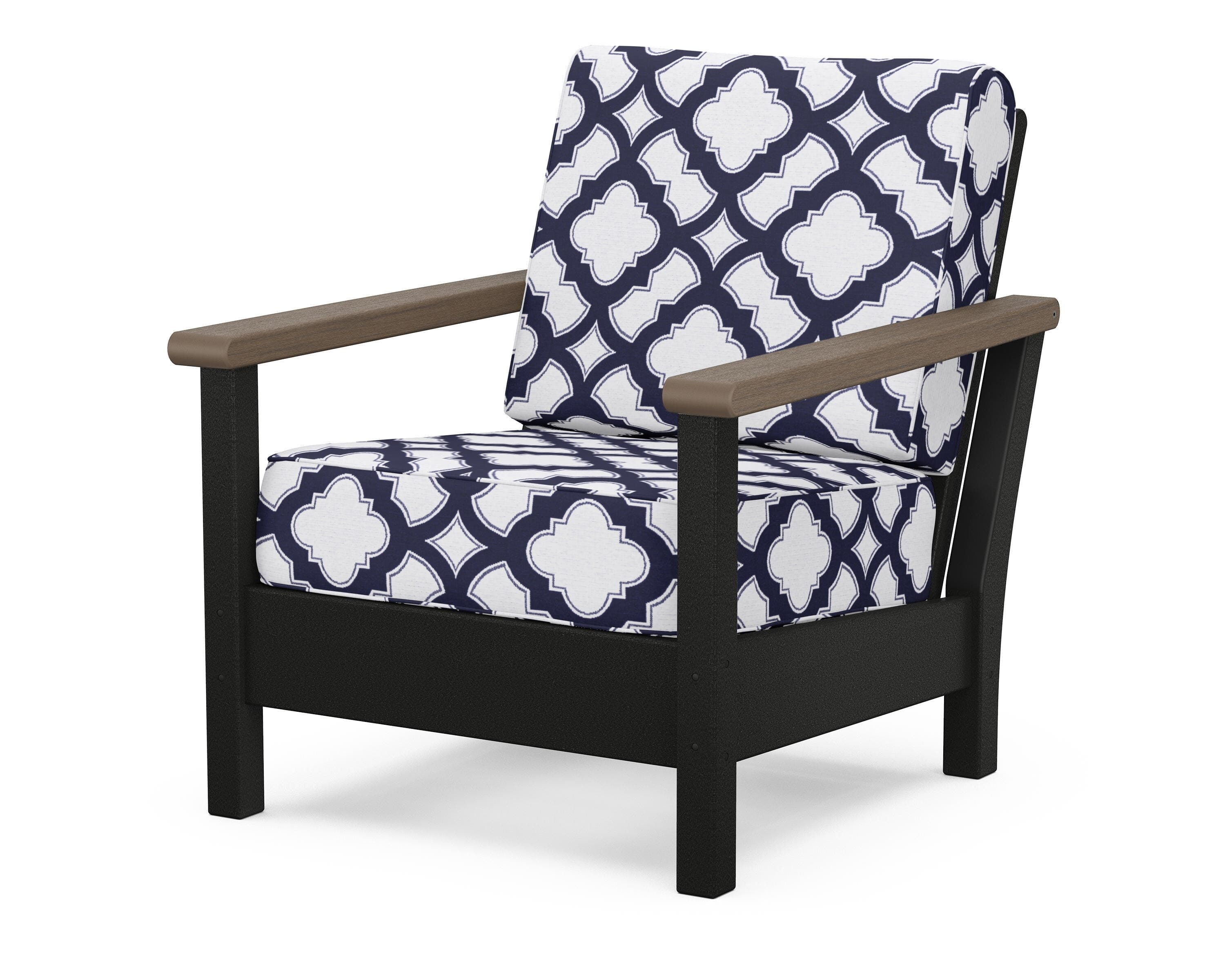 POLYWOOD® Harbour Deep Seating Chair in Black / Kona / Trellis Navy