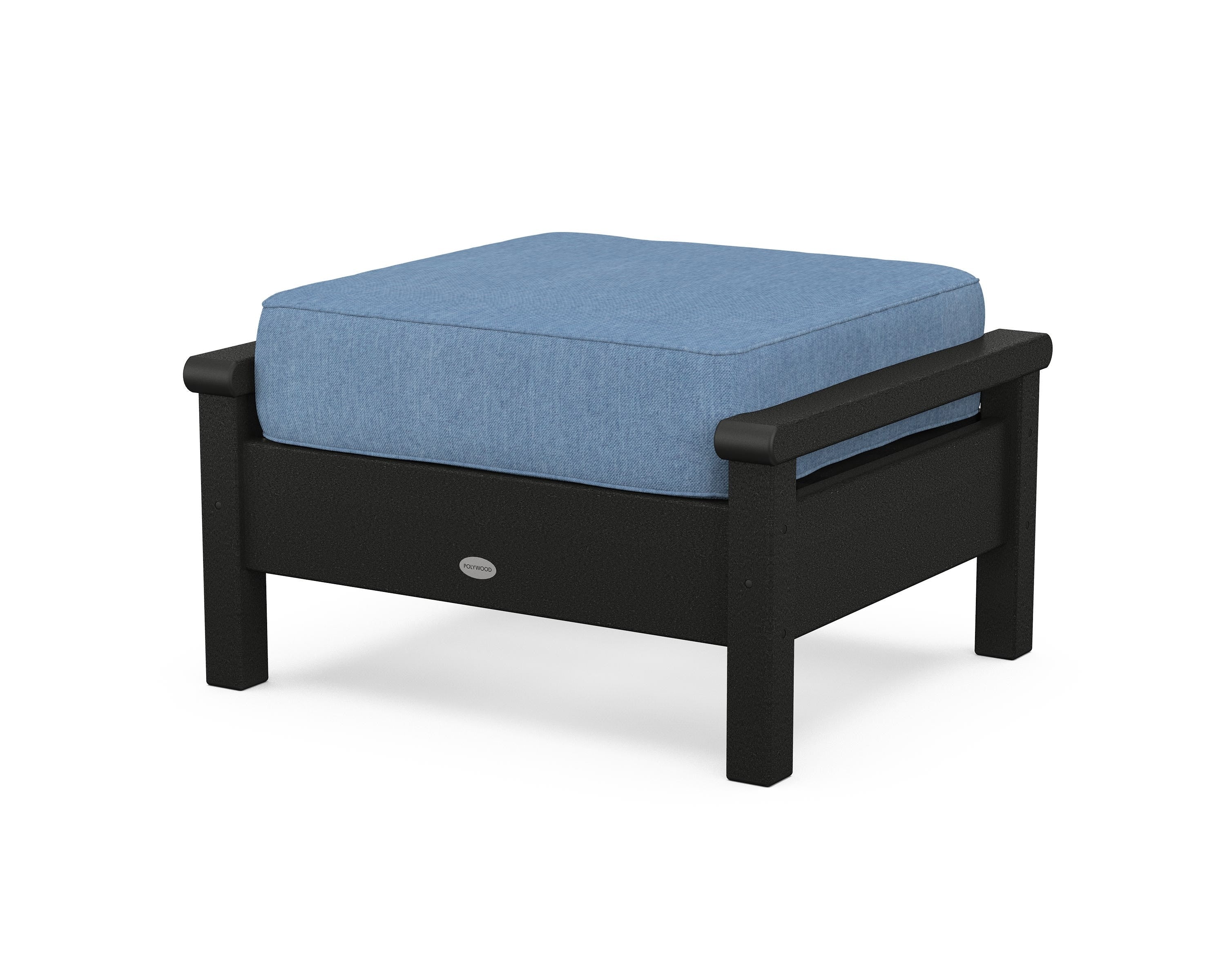 POLYWOOD® Harbour Deep Seating Ottoman in Black / Sky Blue