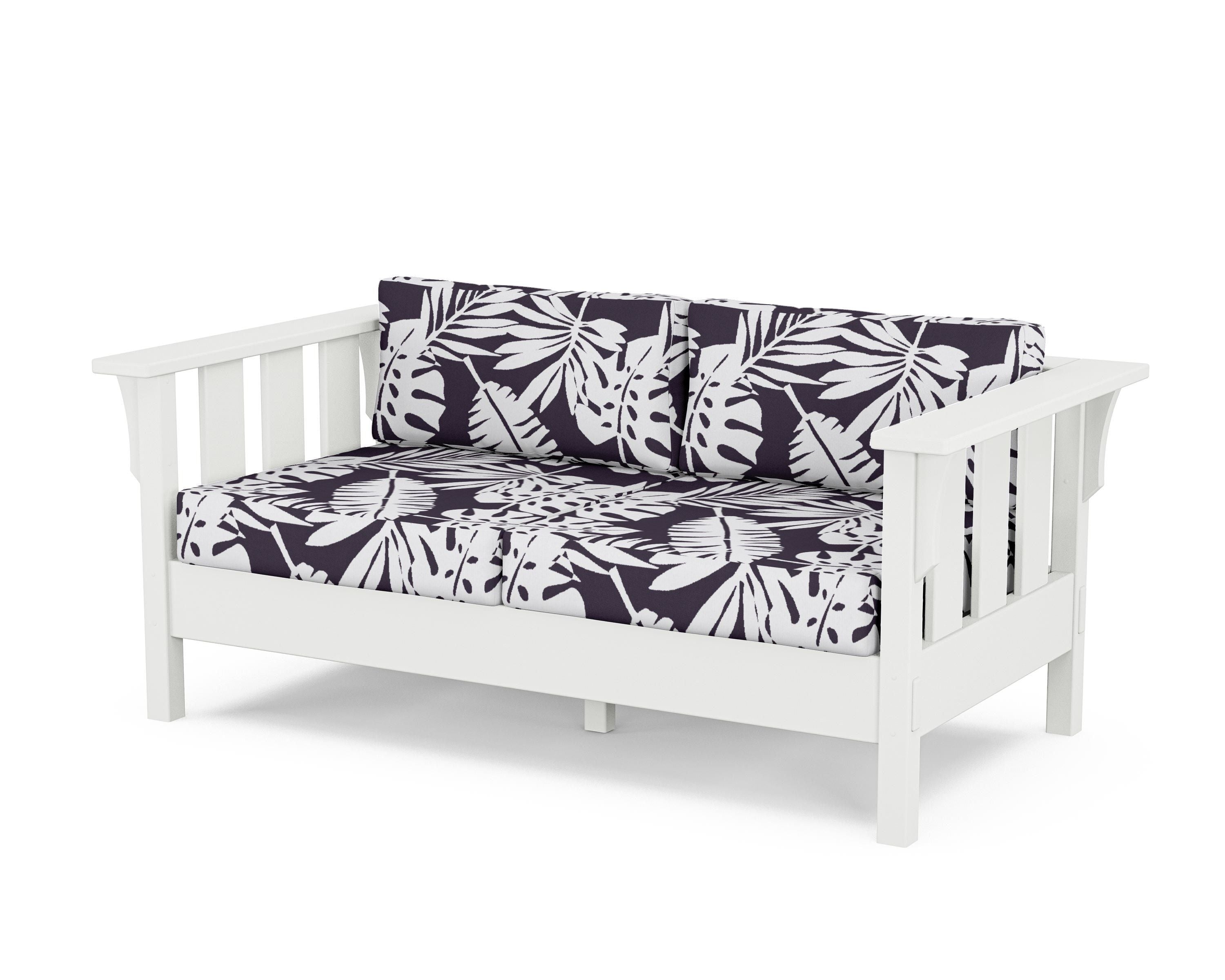 Martha Stewart by POLYWOOD® Acadia Deep Seating Loveseat in White / Leaf Navy