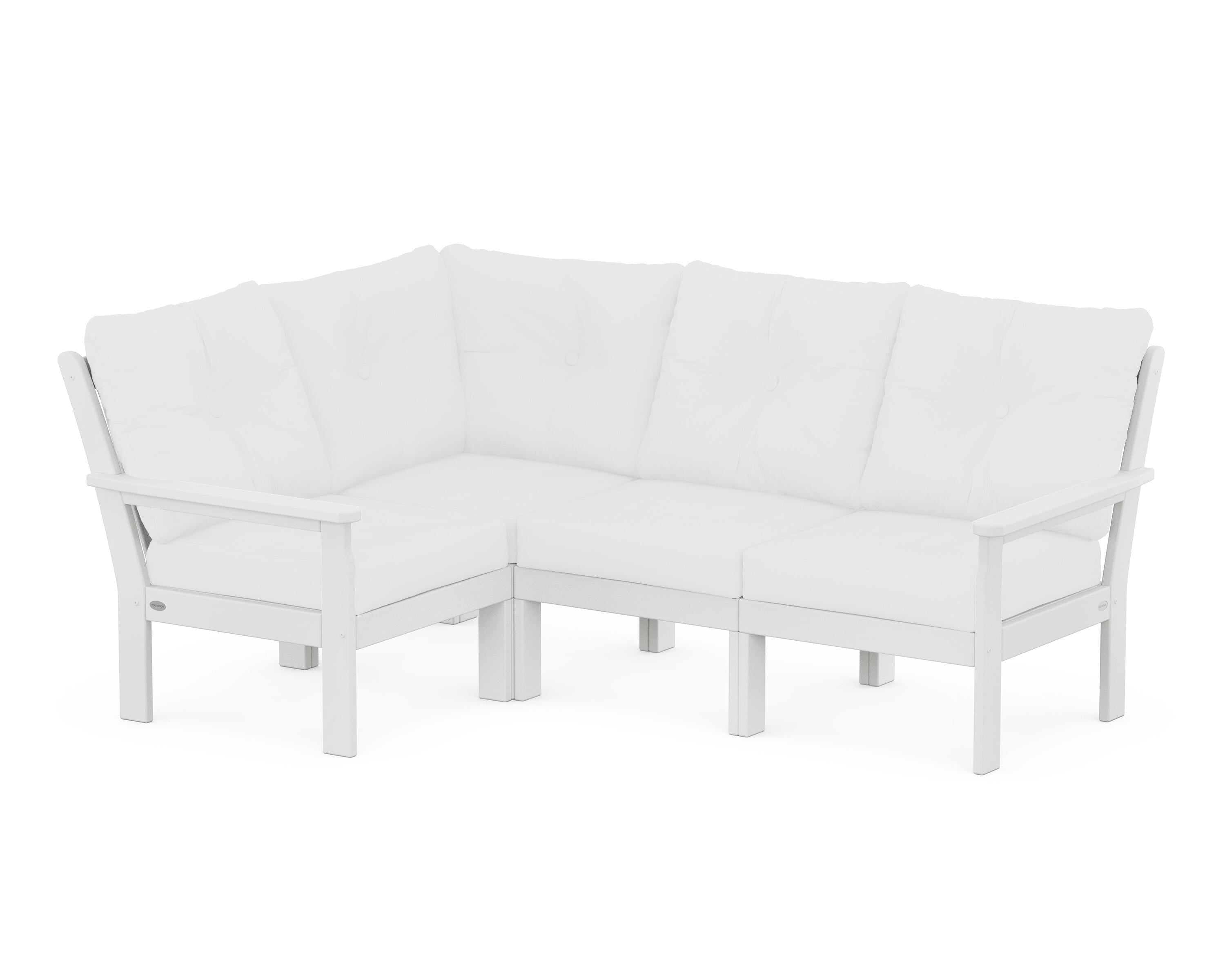 POLYWOOD® Vineyard 4-Piece Sectional in White / Natural