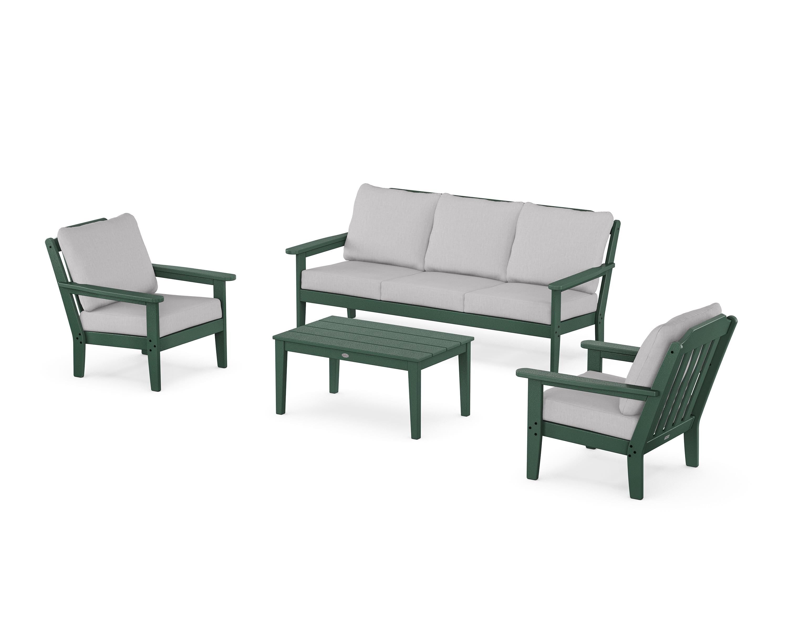 Country Living Cottage 4-Piece Deep Seating Set with Sofa in Green / Granite