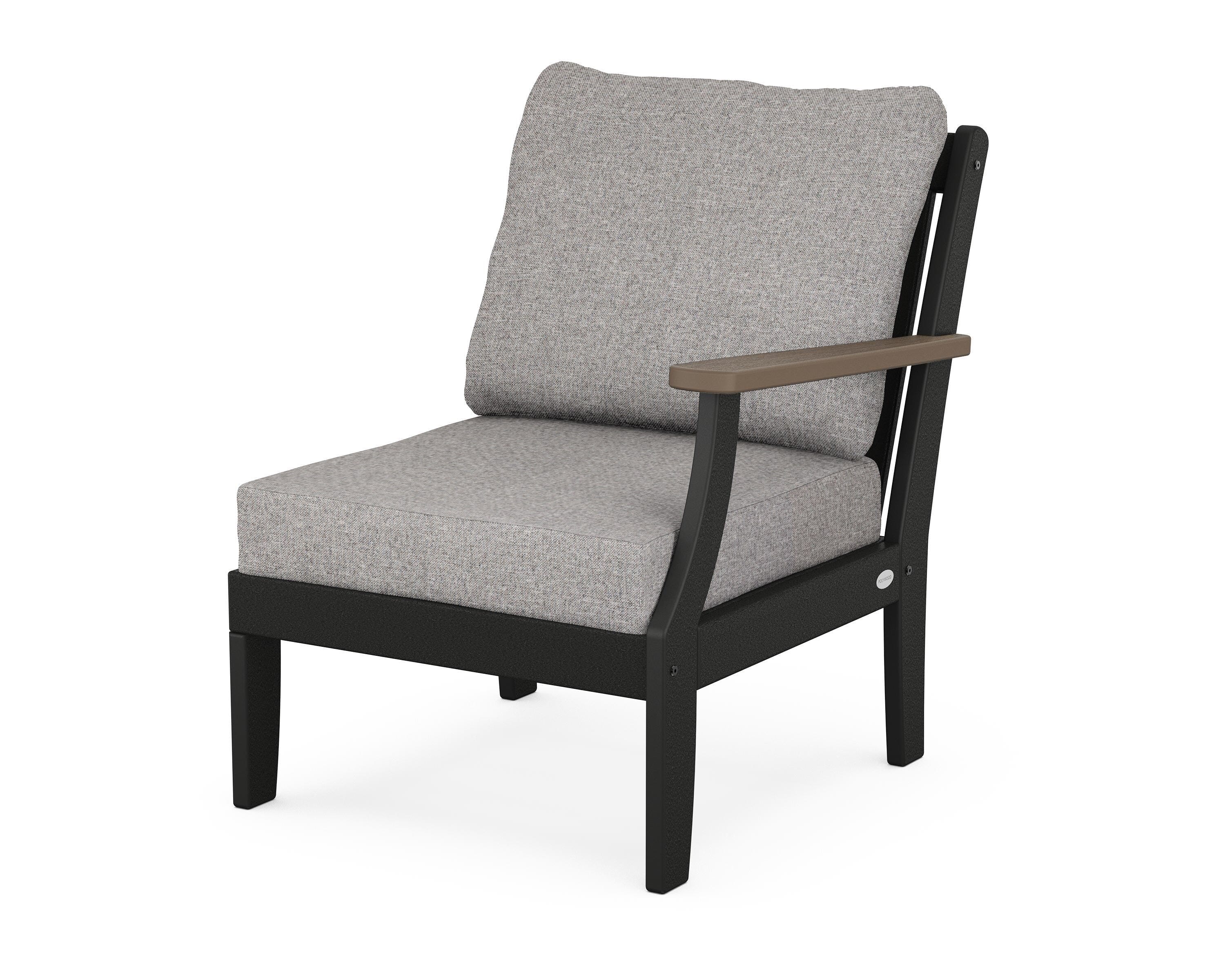 POLYWOOD® Braxton Modular Right Arm Chair in Black / Kona / Grey Mist