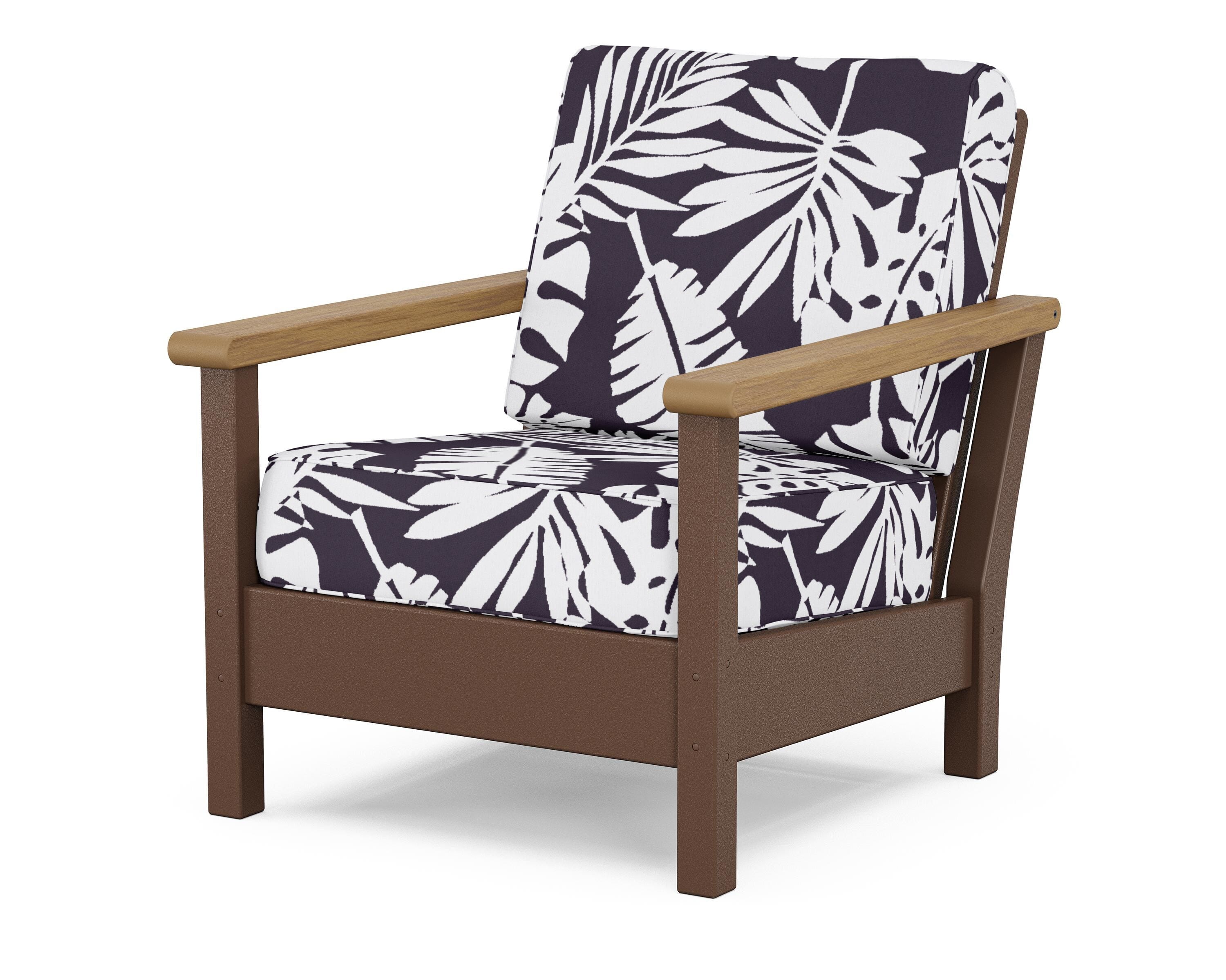 POLYWOOD® Harbour Deep Seating Chair in Mahogany / Natural / Leaf Navy