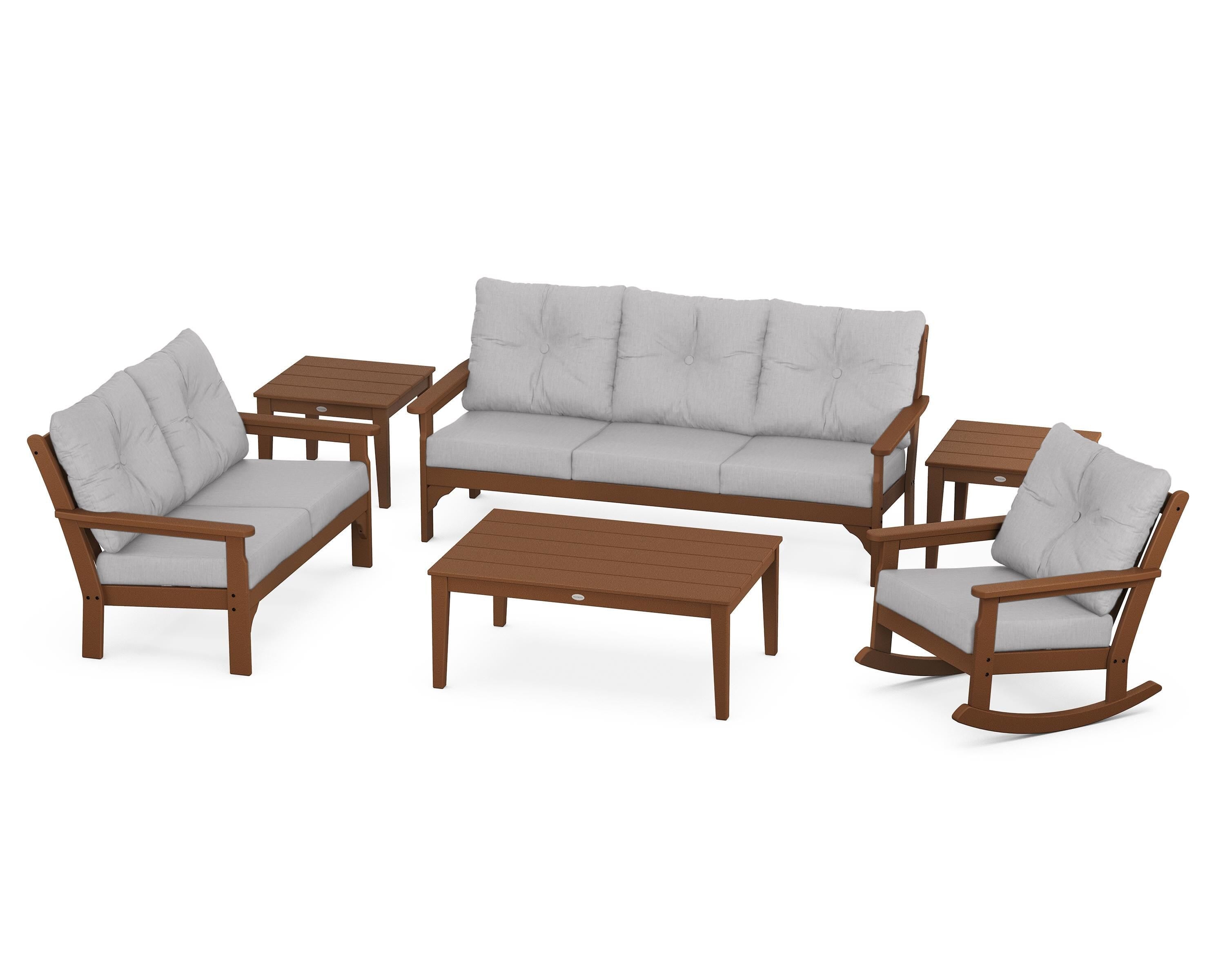 POLYWOOD® Vineyard 6-Piece Deep Seating Set in Teak / Granite