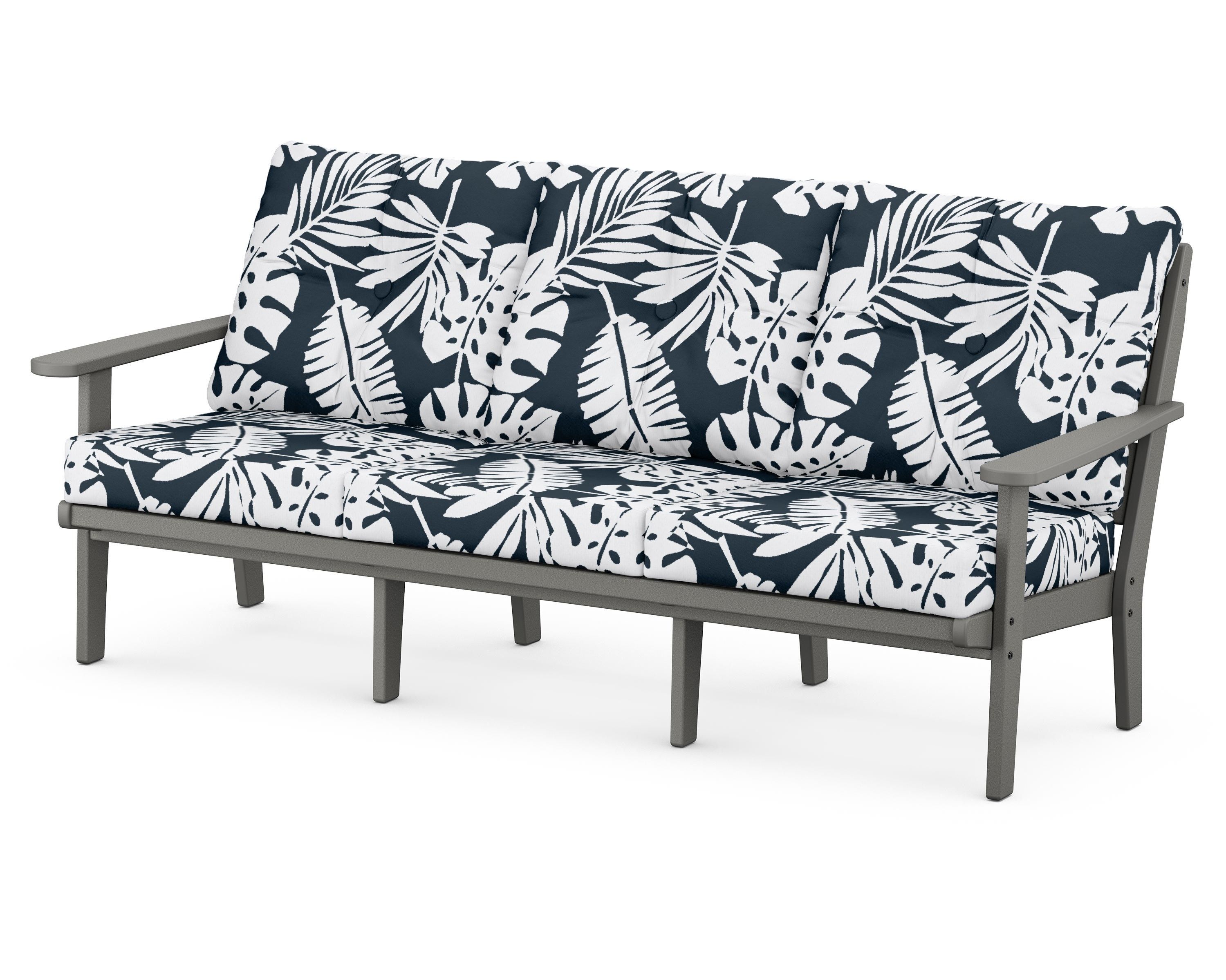 POLYWOOD® Lakeside Deep Seating Sofa in Slate Grey / Leaf Marine Indigo