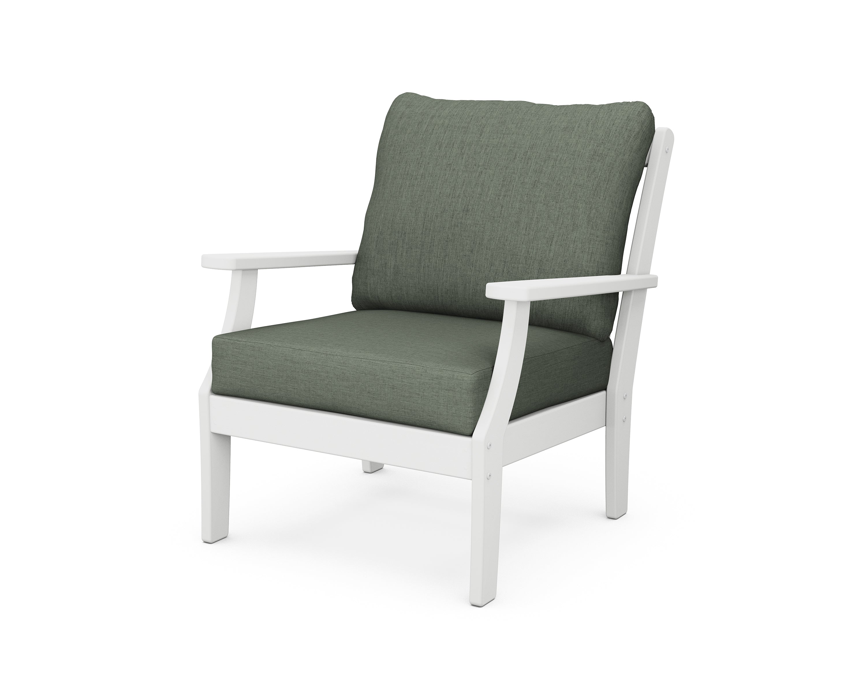 POLYWOOD® Braxton Deep Seating Chair in White / Cast Sage