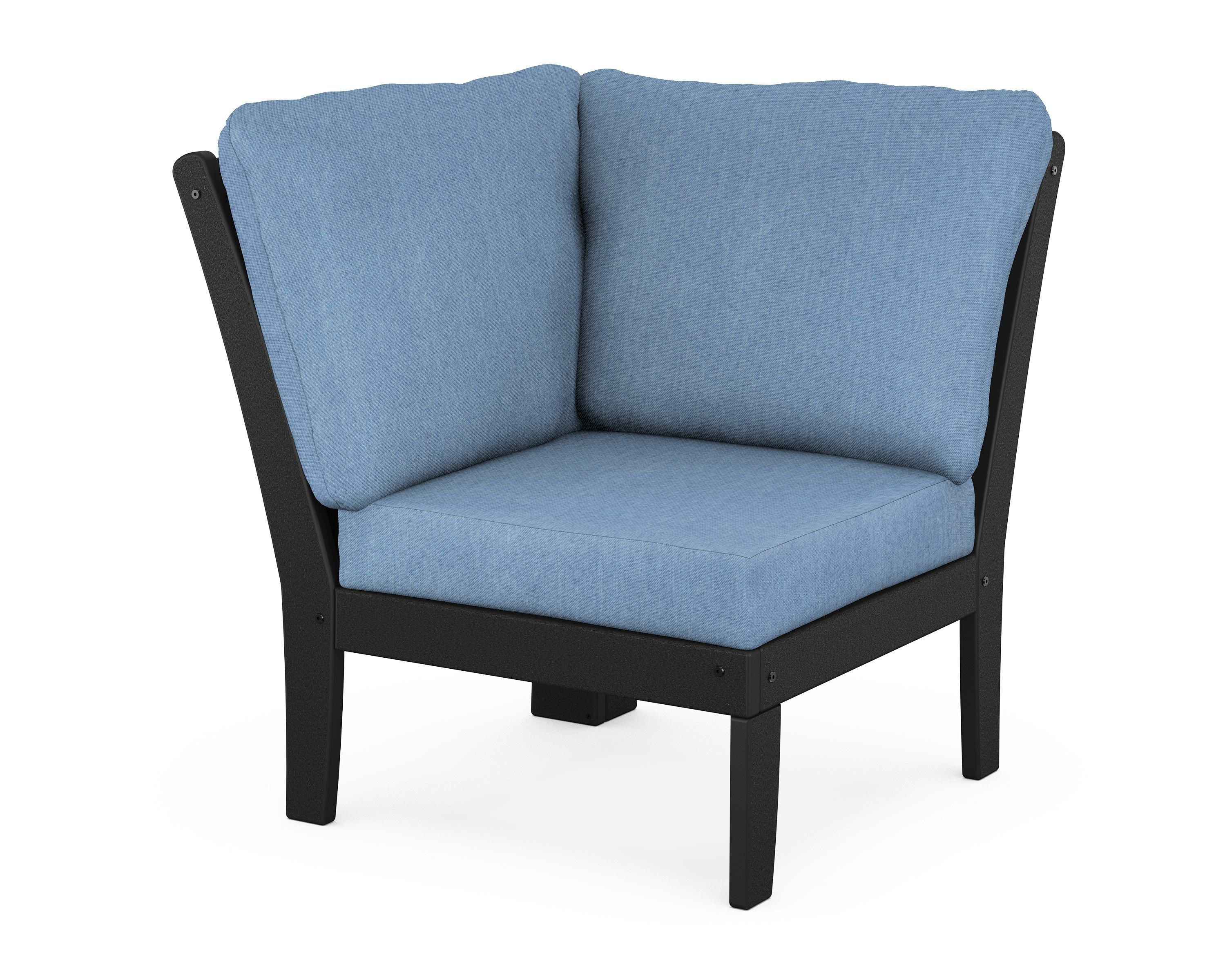 POLYWOOD® Braxton Modular Corner Chair in Black / Sky Blue