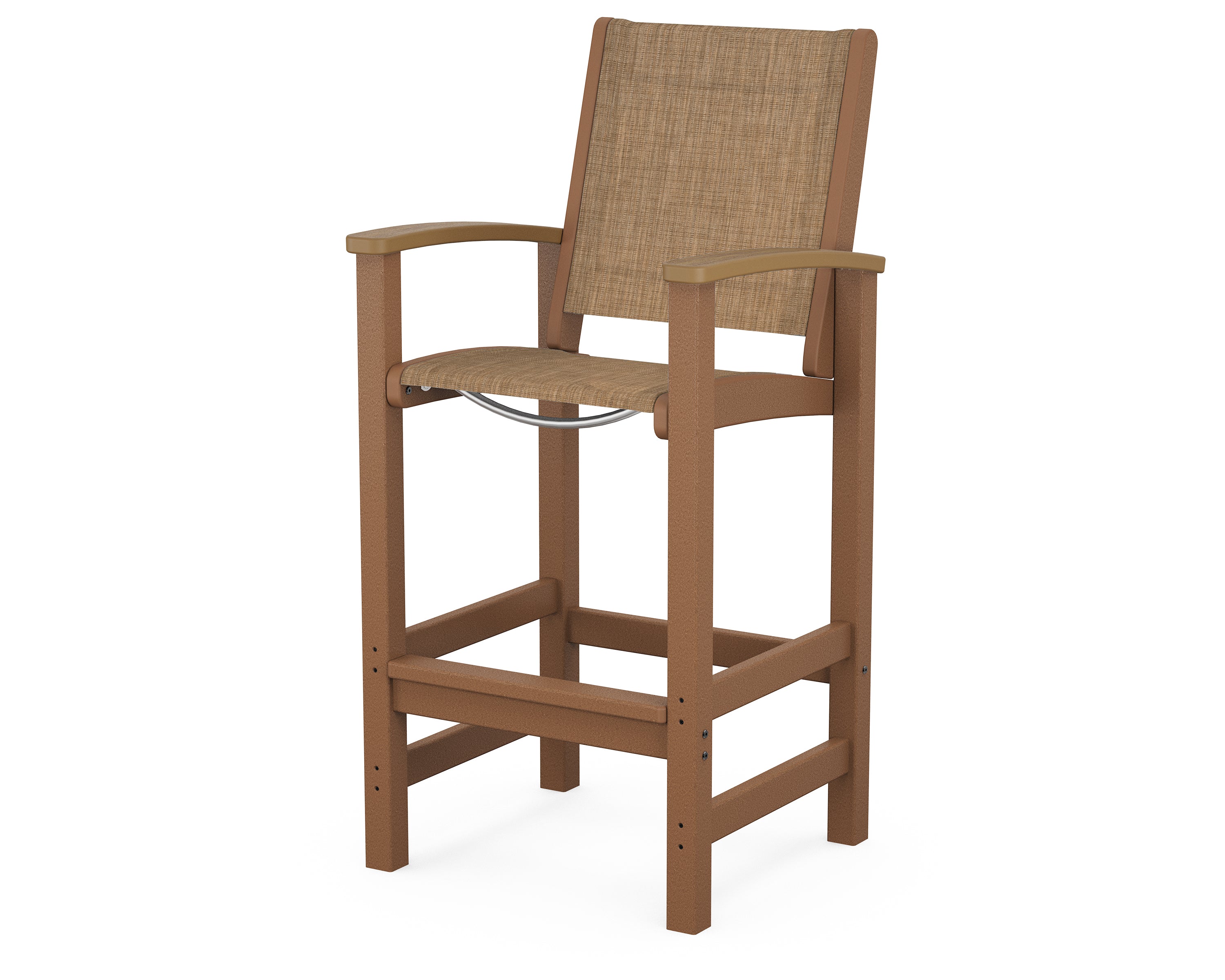 POLYWOOD® Coastal Bar Chair in Teak / Natural / Burlap Sling