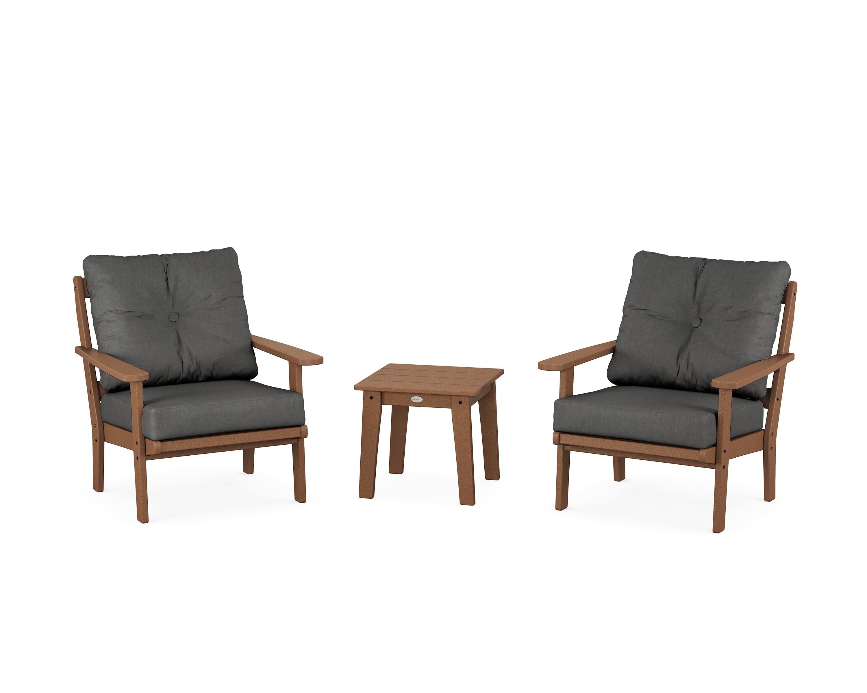 POLYWOOD® Mission 3-Piece Deep Seating Set in Teak / Spectrum Carbon