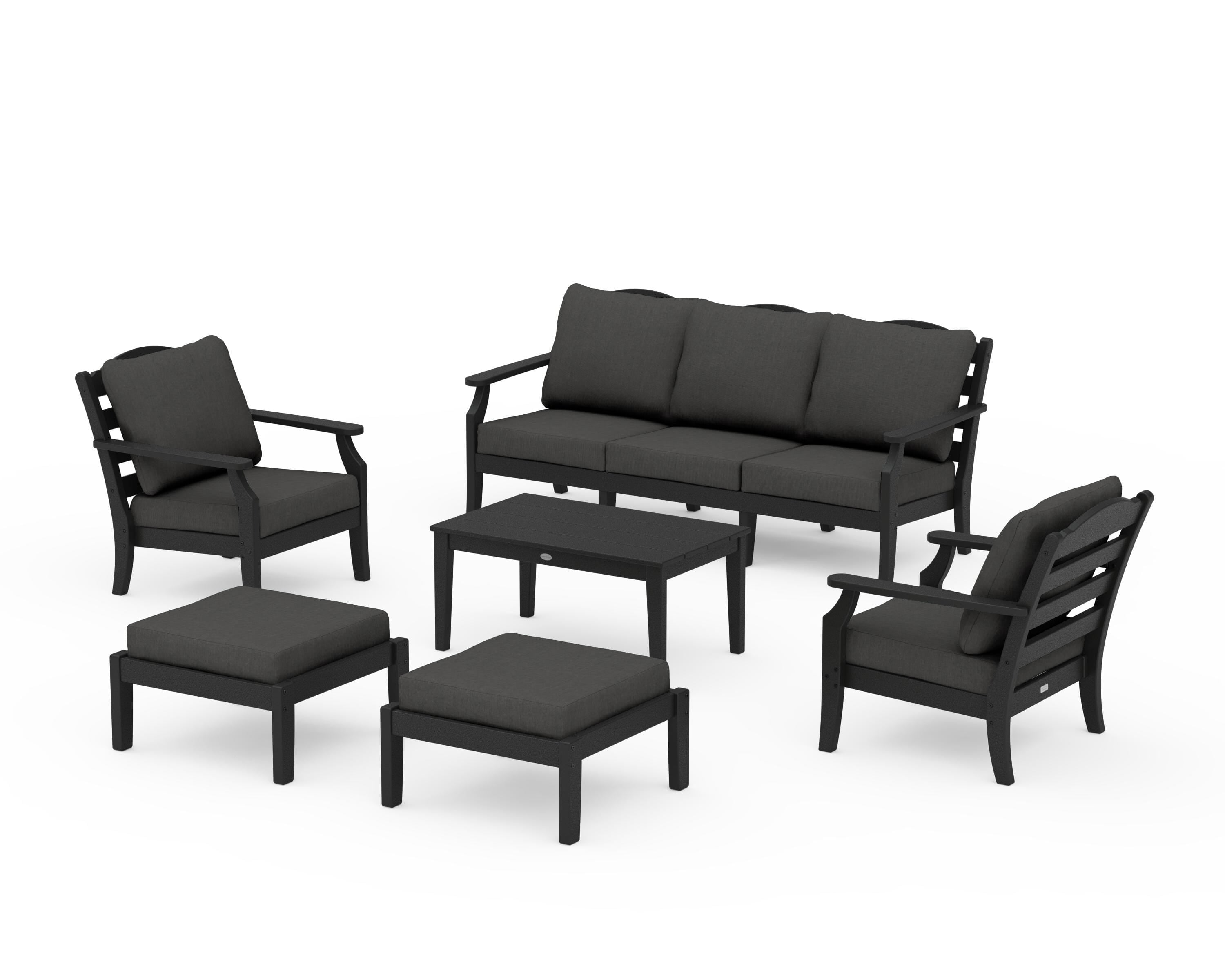 Draper James™ by POLYWOOD® Savannah 6-Piece Lounge Sofa Set in Black / Spectrum Carbon
