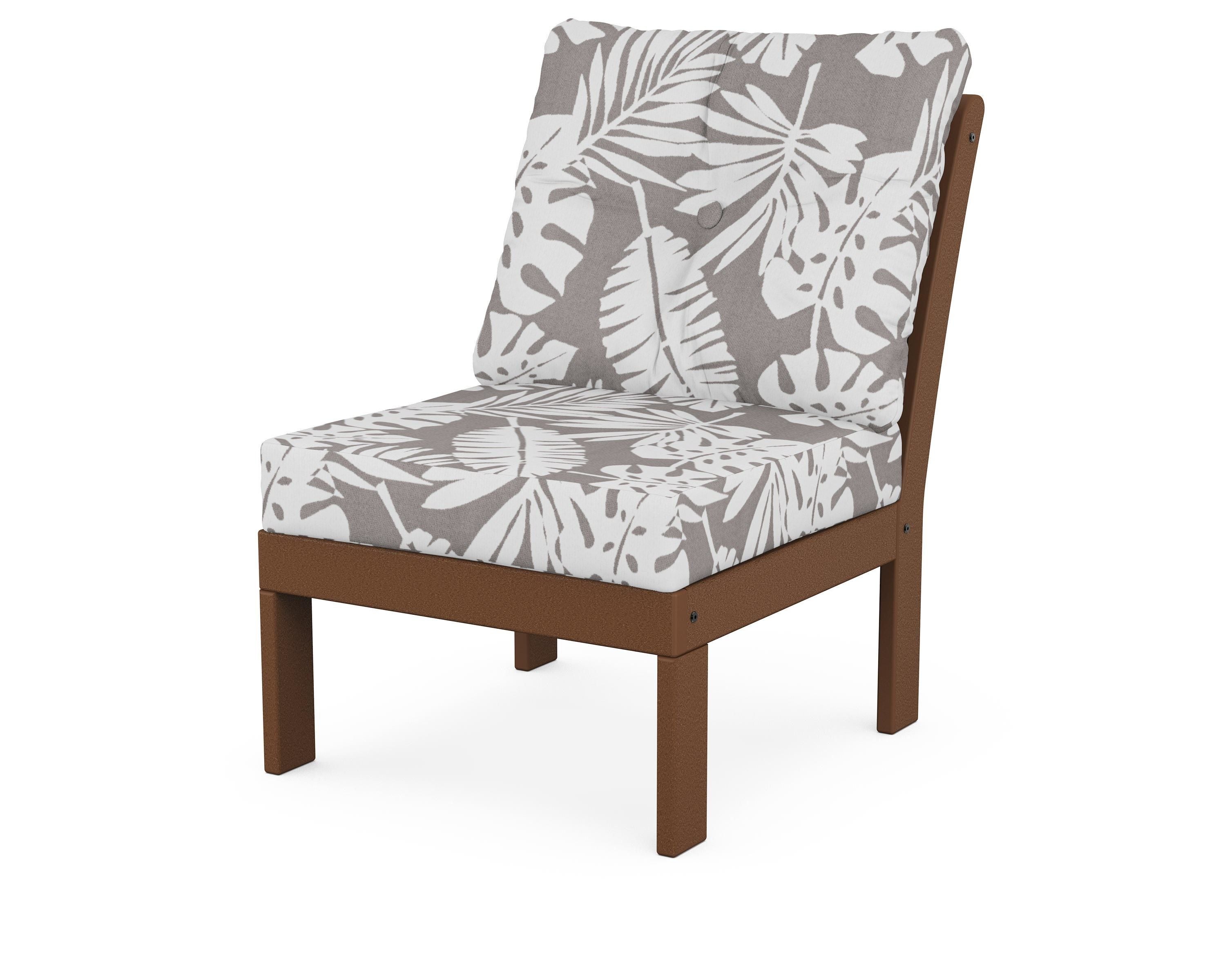 POLYWOOD® Vineyard Modular Armless Chair in Teak / Leaf Grey Mist
