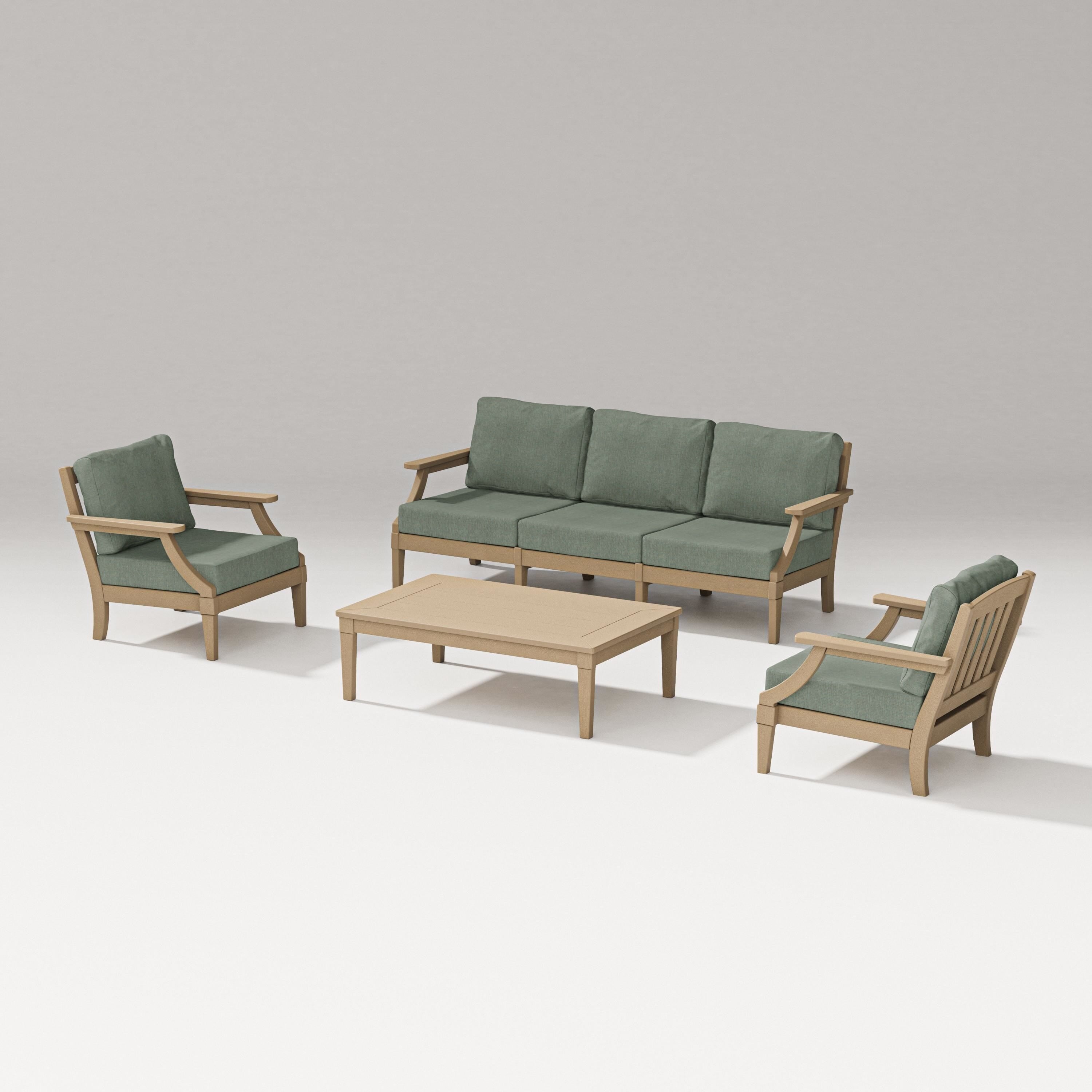 PW Designer Series Estate 4-Piece Lounge Sofa Set in Vintage Sahara / Cast Sage