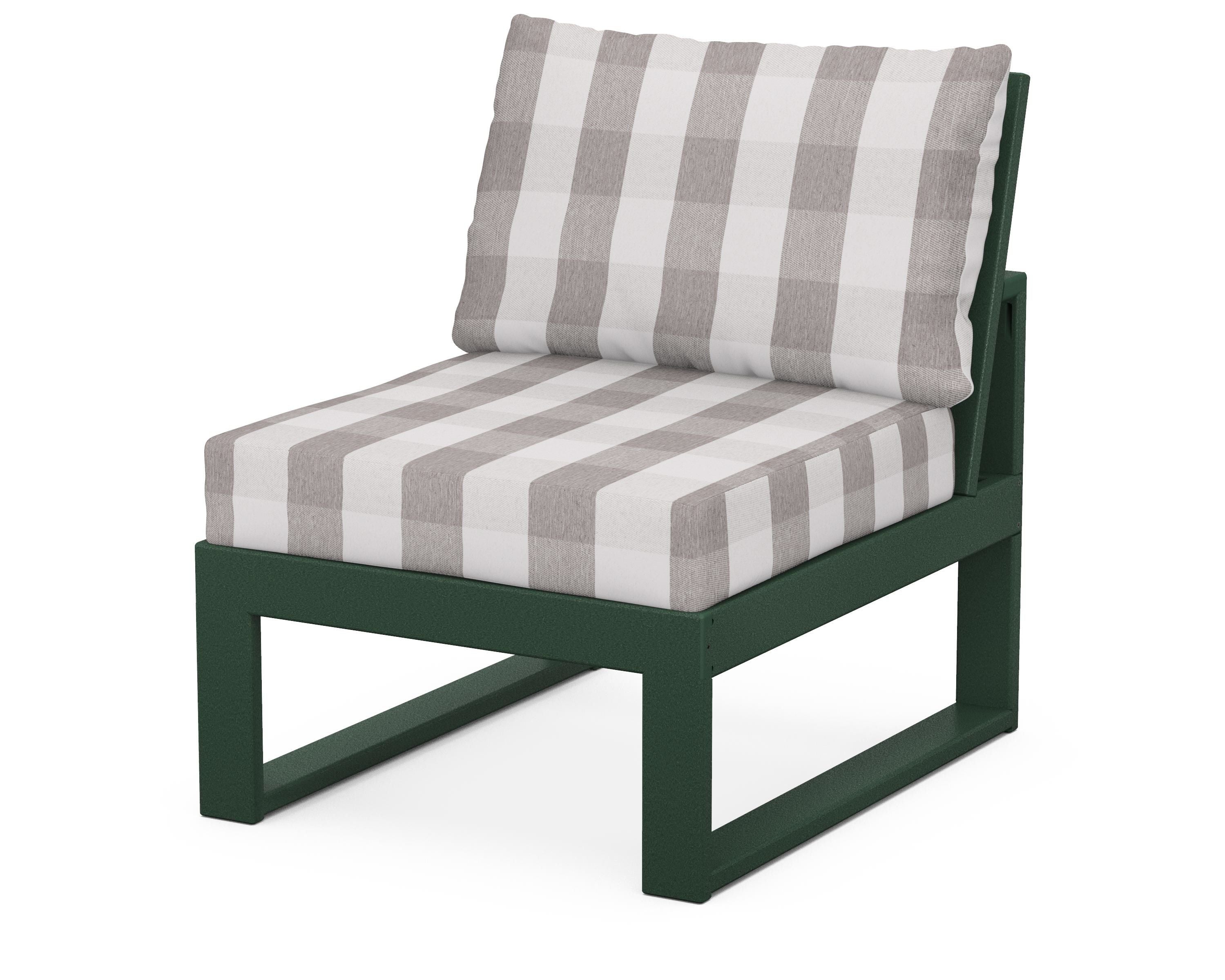 Unbranded Modular Armless Chair in Green / Buffalo Plaid Grey Mist