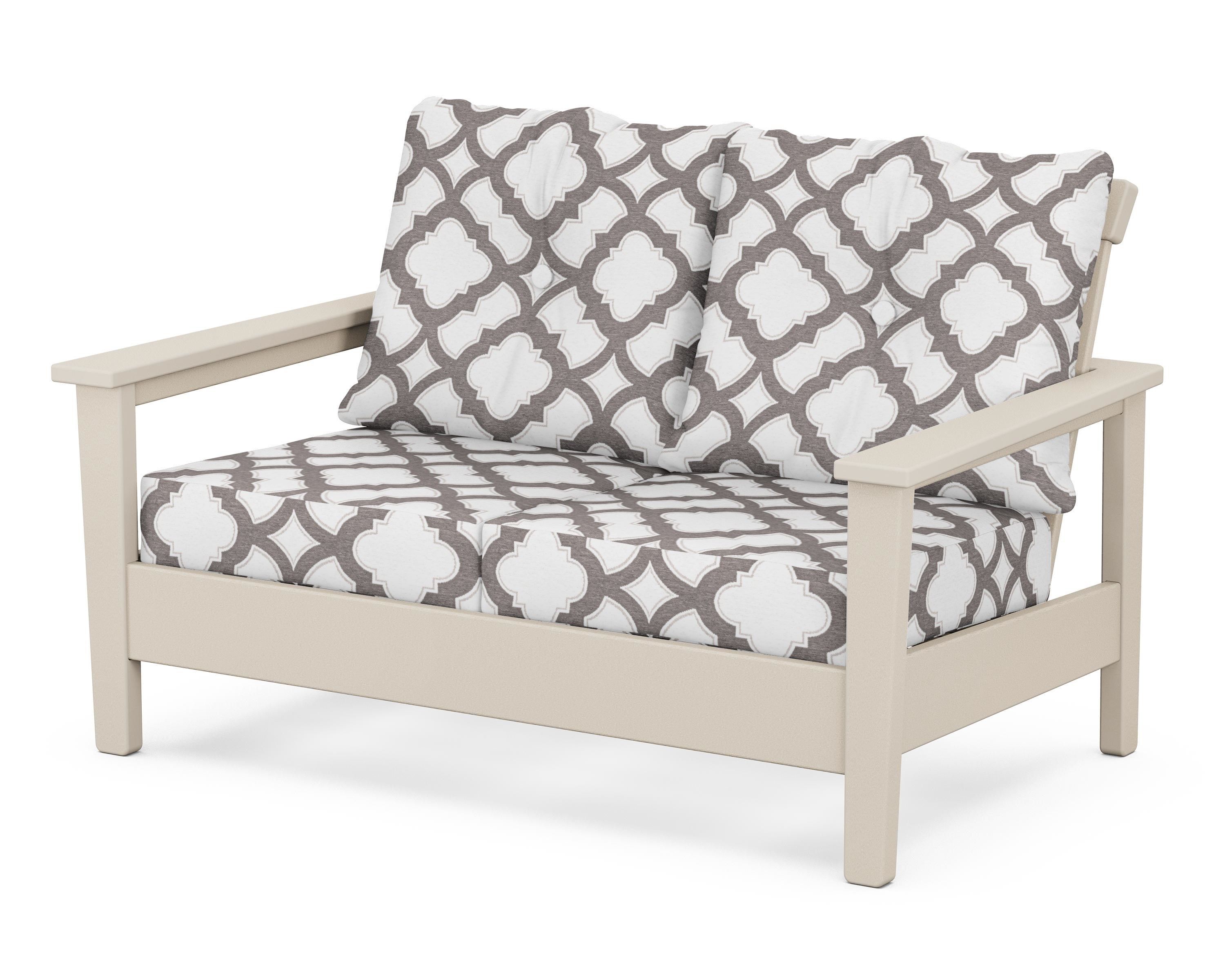 POLYWOOD® Prescott Deep Seating Loveseat in Sand / Trellis Grey Mist
