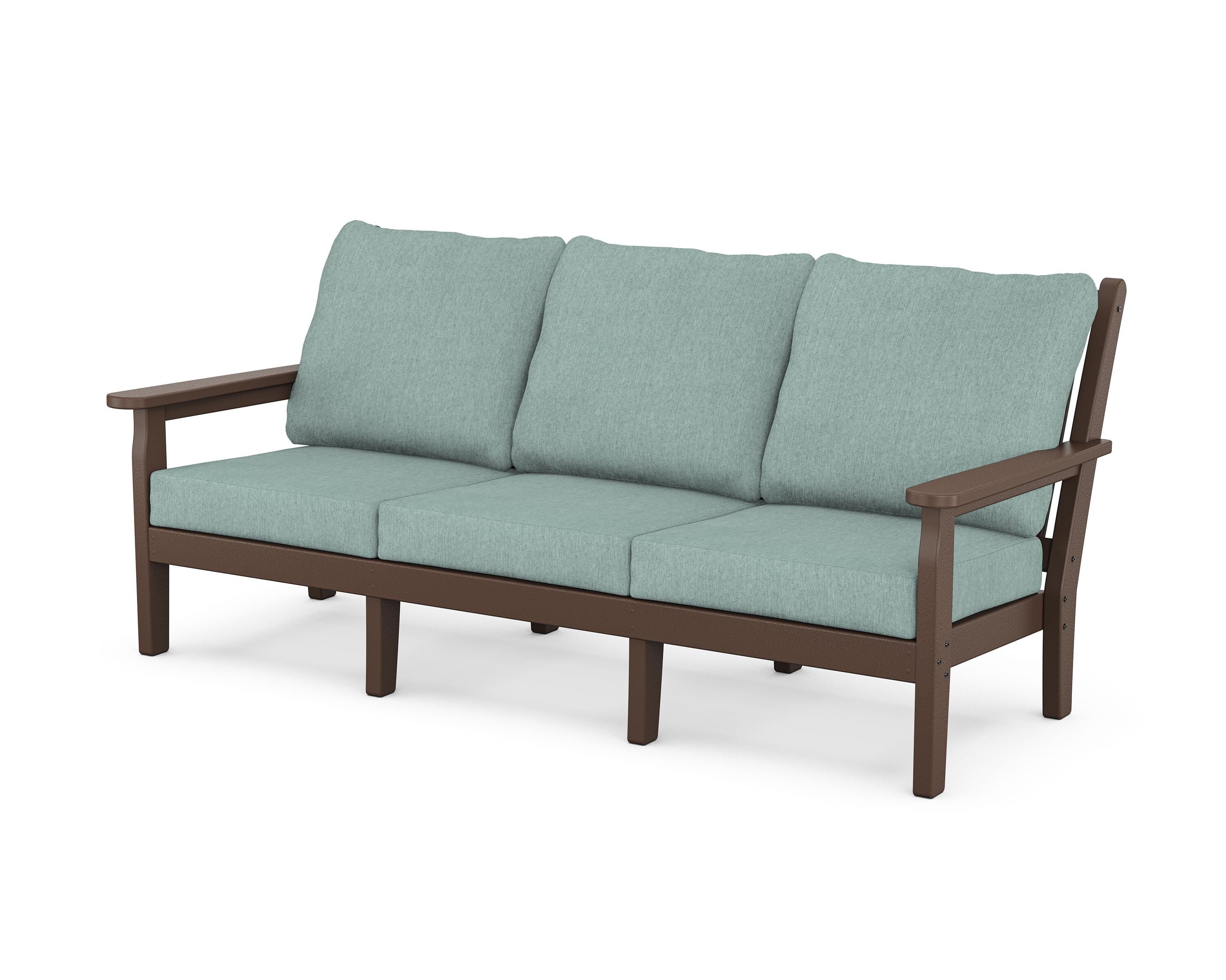 POLYWOOD® Chippendale Deep Seating Sofa in Mahogany / Glacier Spa